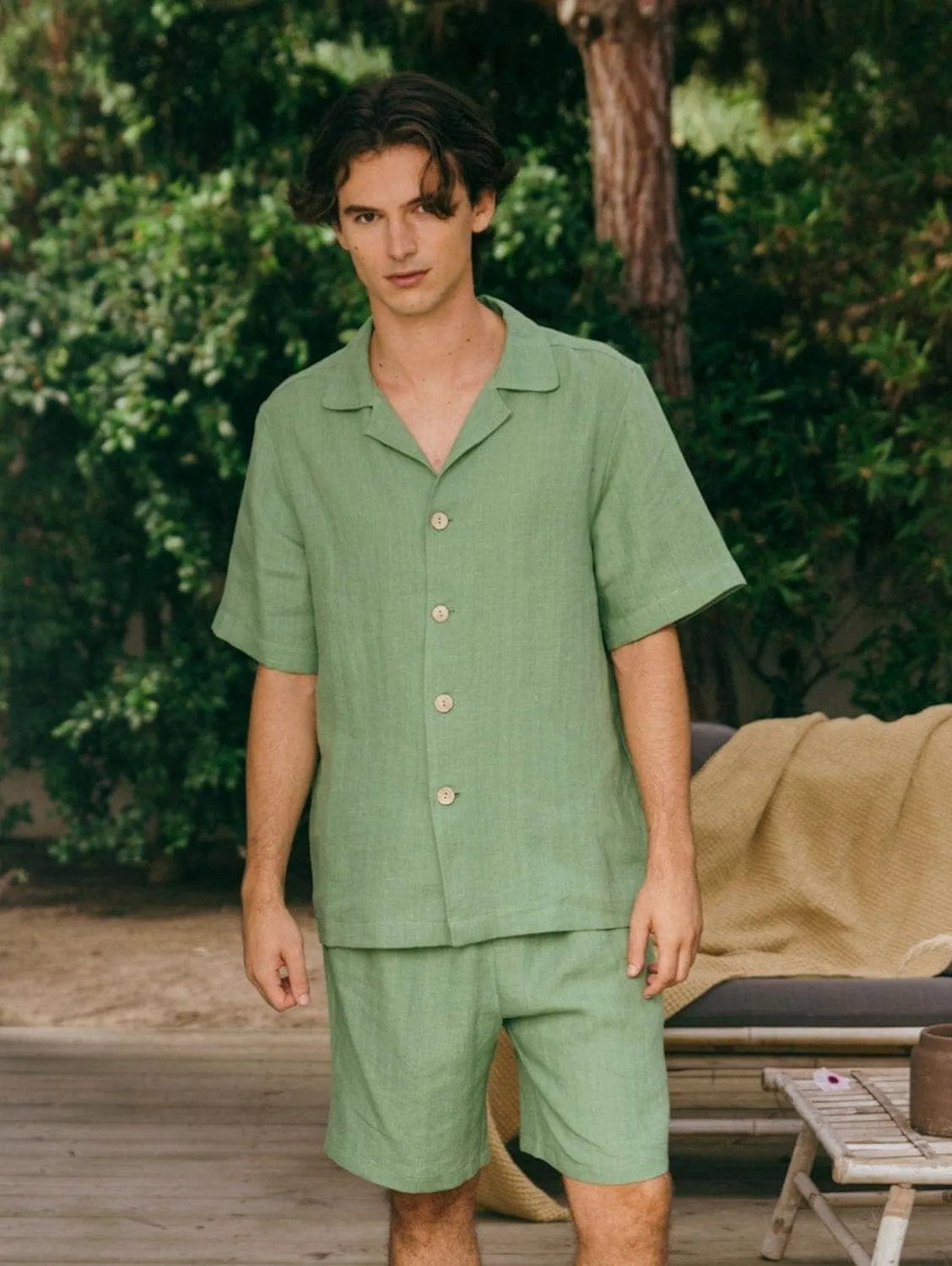 Aspen Men's Linen Loungewear Set | Matcha Green