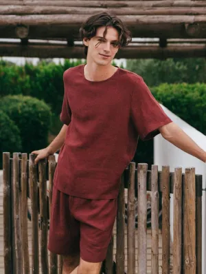 Billy Men's Linen Pyjama Set | Terracotta