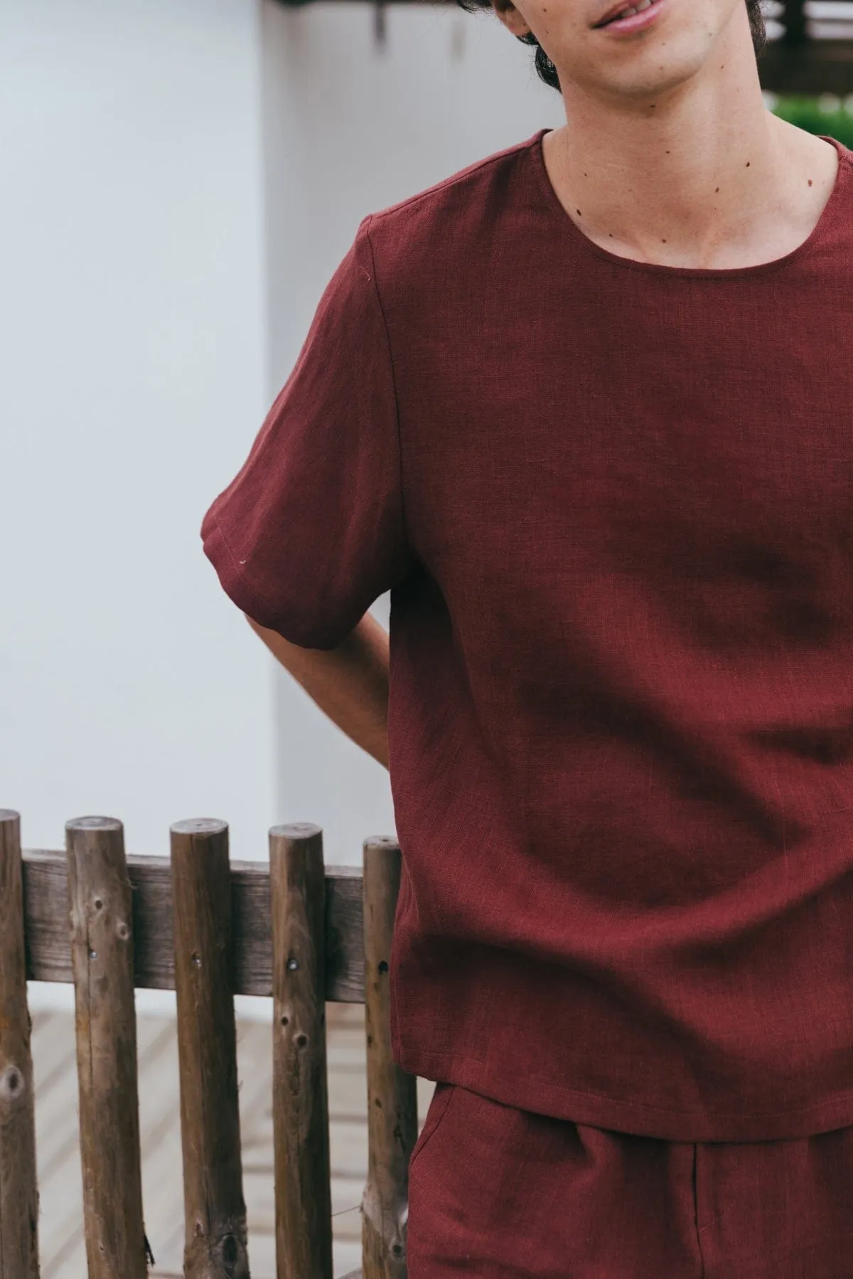 Billy Men's Linen Pyjama Set | Terracotta