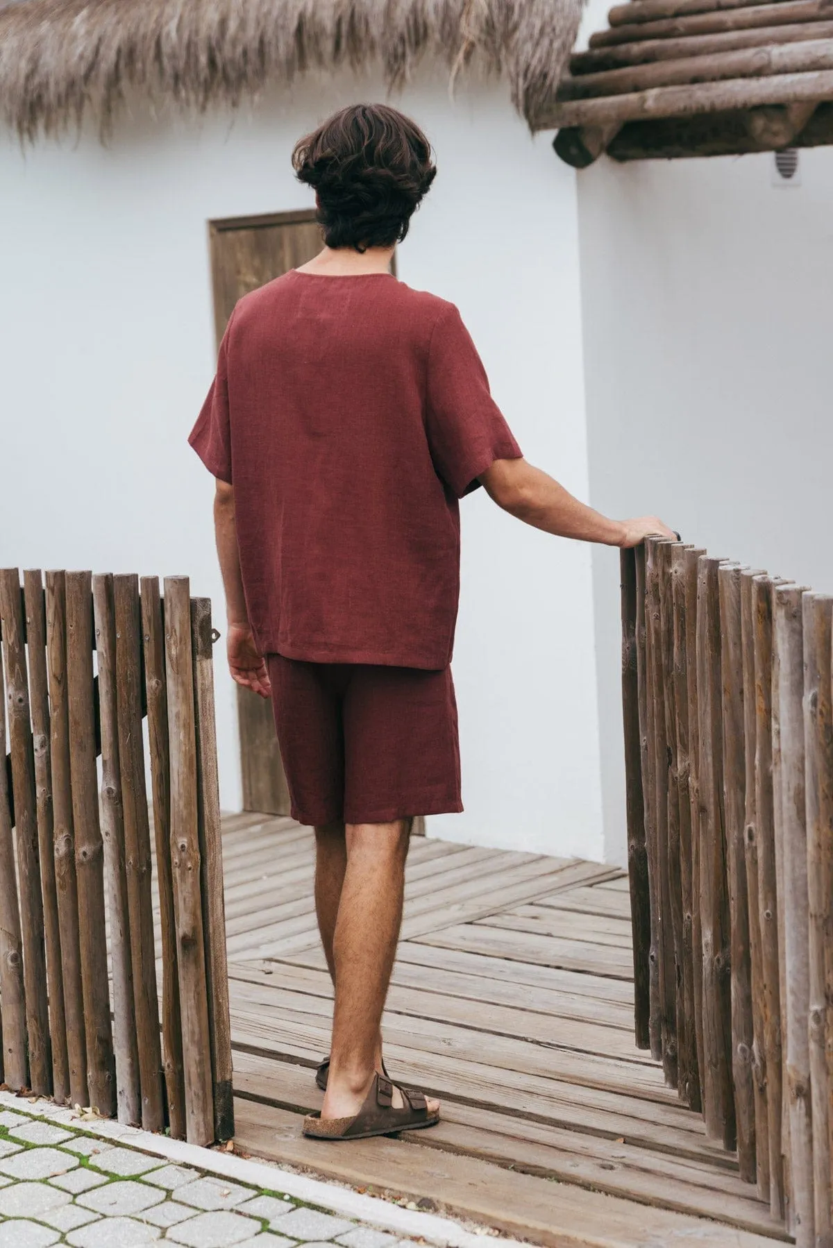 Billy Men's Linen Pyjama Set | Terracotta