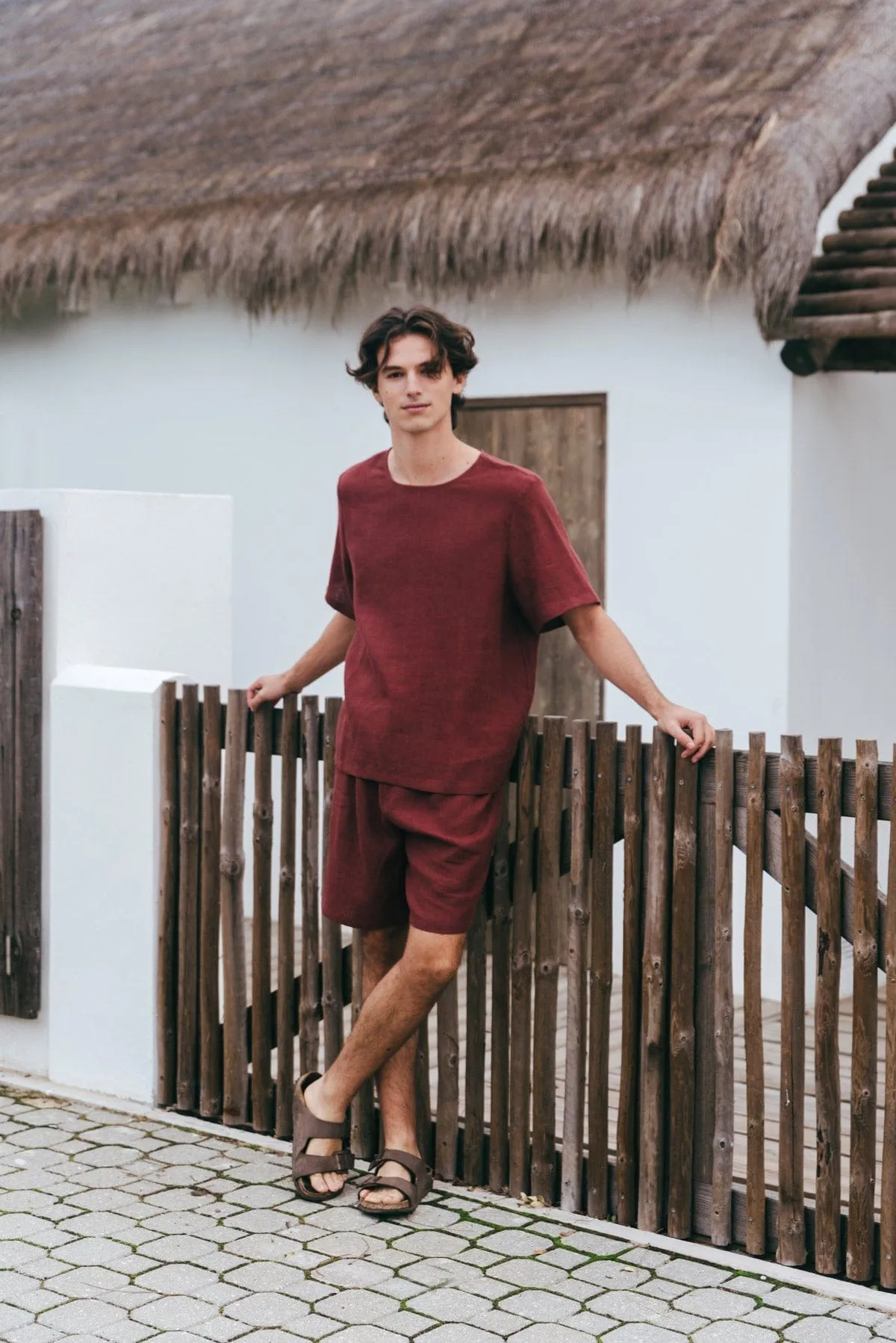 Billy Men's Linen Pyjama Set | Terracotta