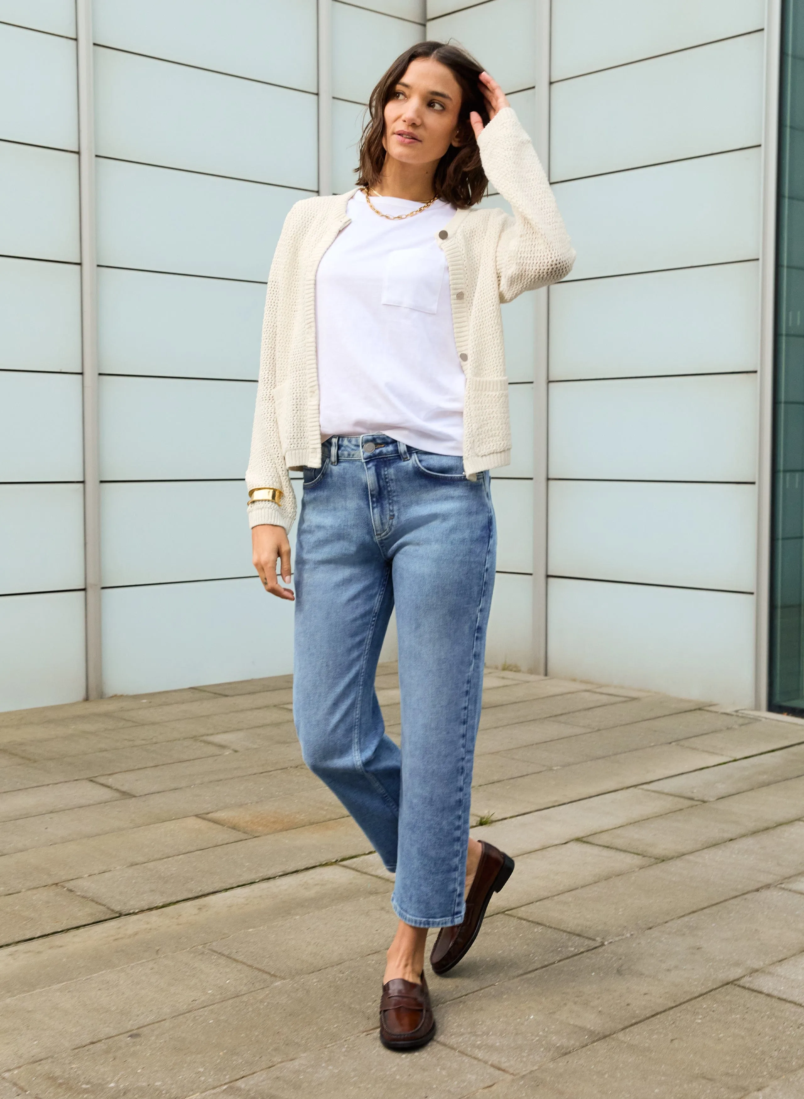 Catarina?ECOTEC? Cotton Cropped Knitted Jacket | Cream
