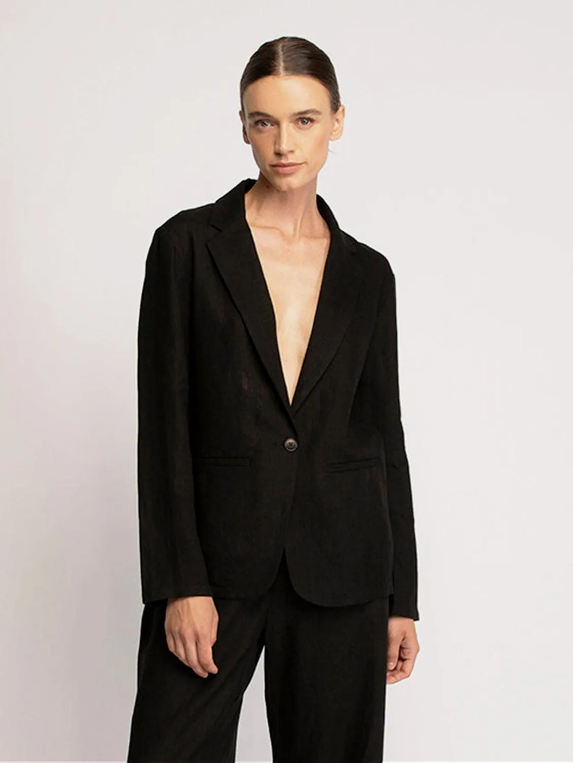 Charlie Linen Jacket | Black