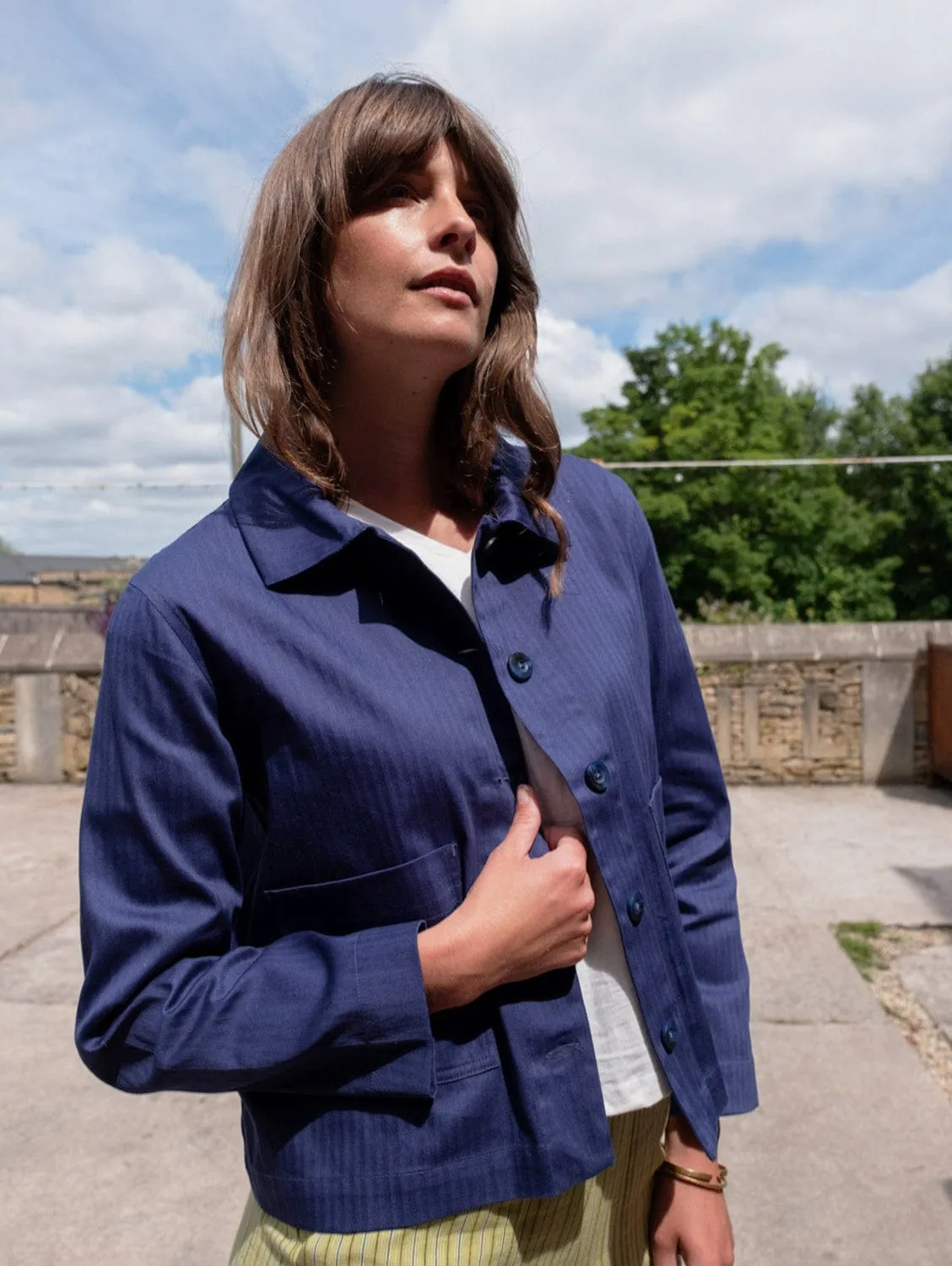 Corinne Women's Cotton Utility Jacket | Indigo
