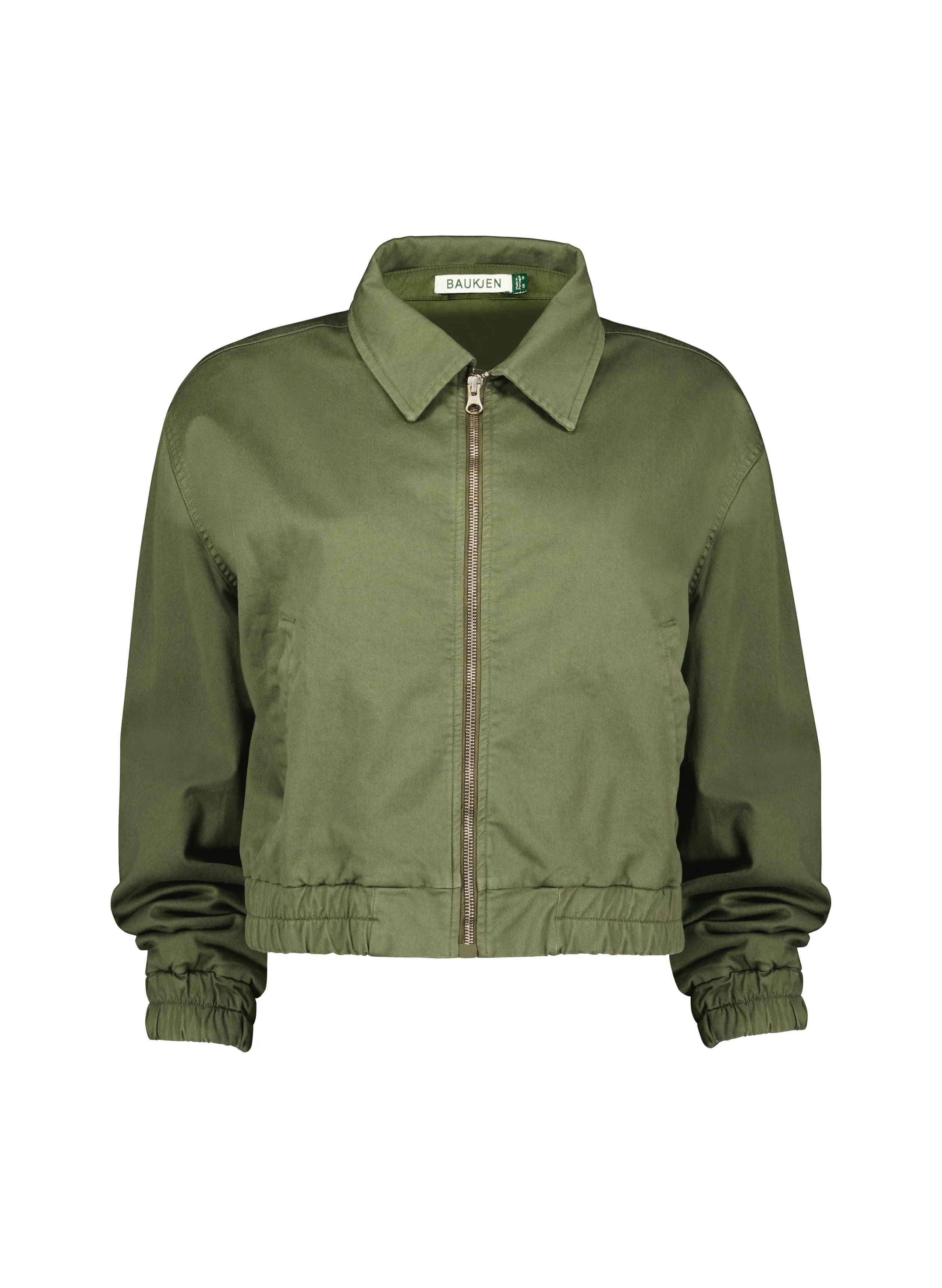 Elowen Organic?Cotton Cropped Bomber Jacket | Light Khaki