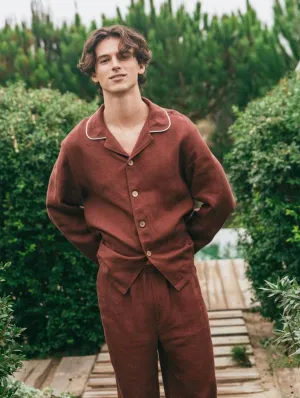 Harry Men's Linen Pyjama Set | Terracota