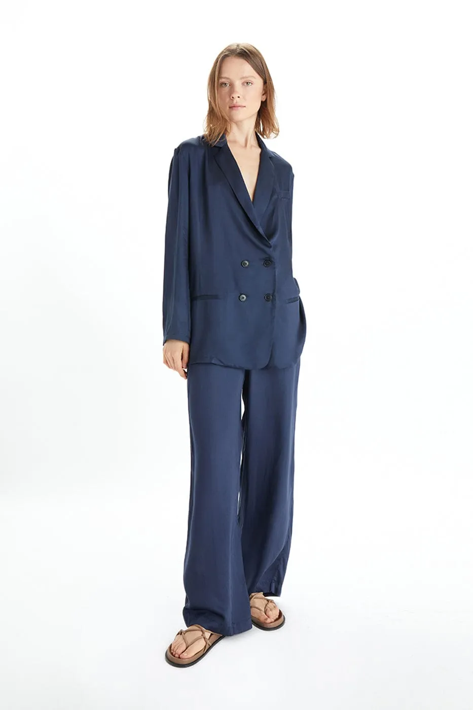 Jane Satin TENCEL? Double Breasted Jacket | Multiple Colours
