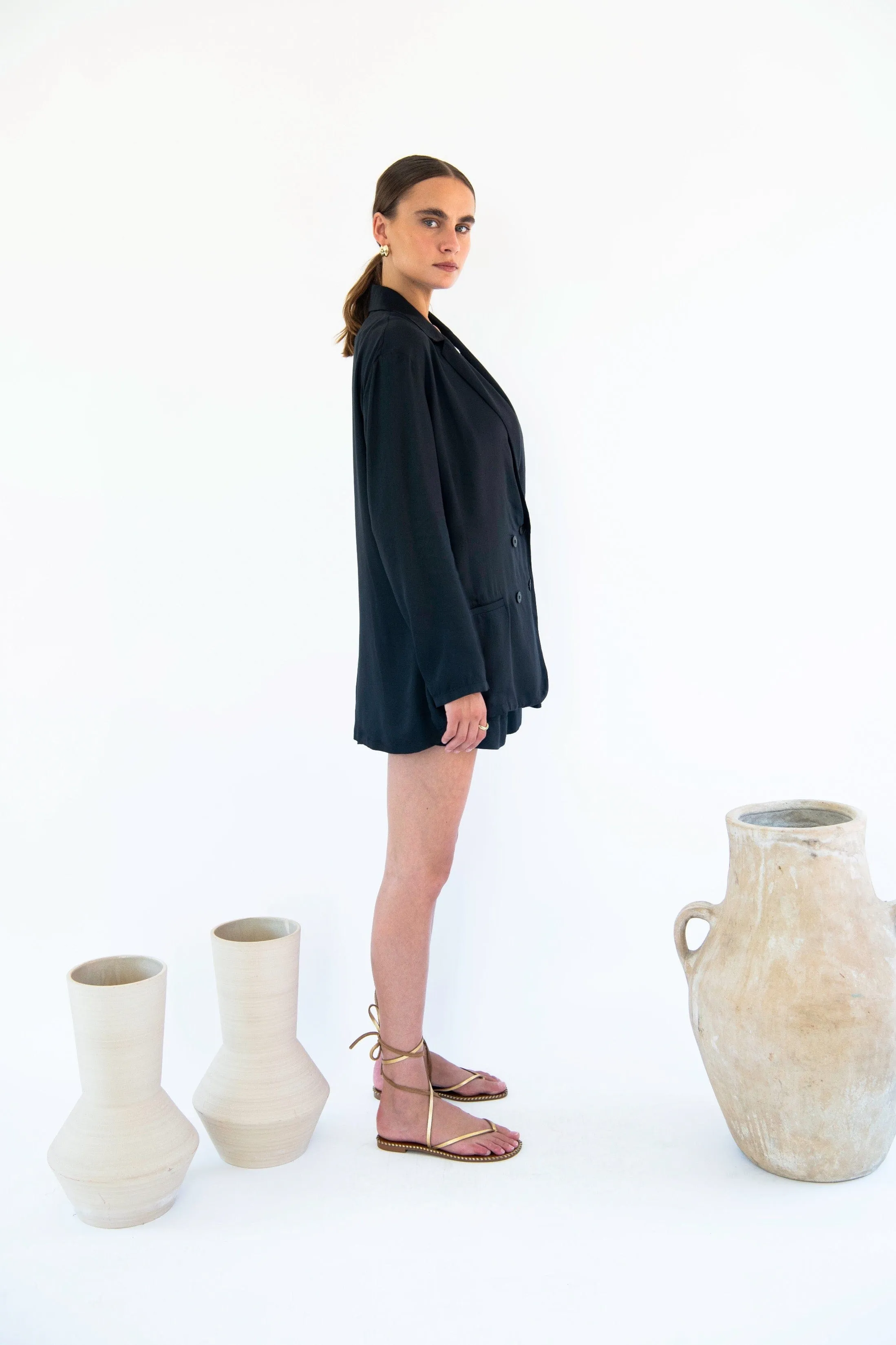 Jane Satin TENCEL? Double Breasted Jacket | Multiple Colours