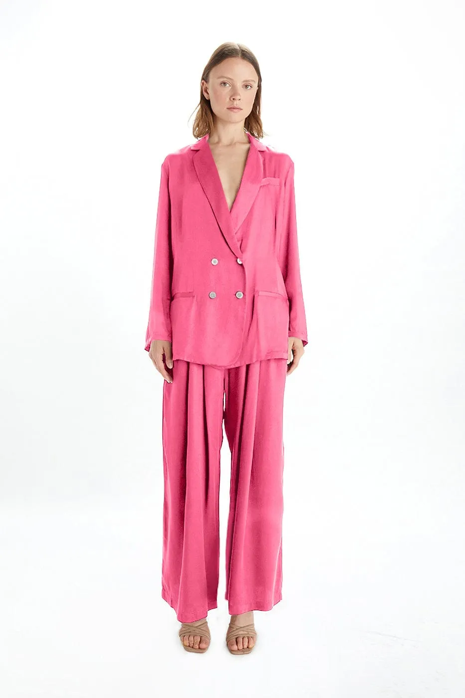 Jane Satin TENCEL? Double Breasted Jacket | Multiple Colours