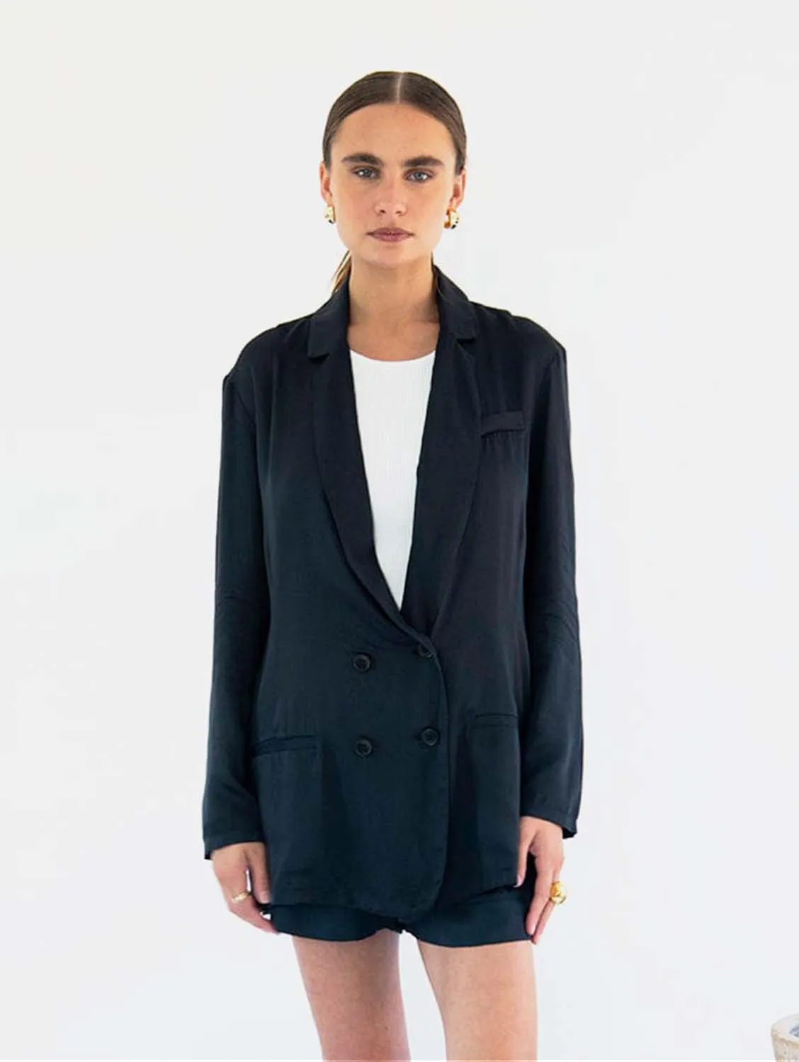Jane Satin TENCEL? Double Breasted Jacket | Multiple Colours