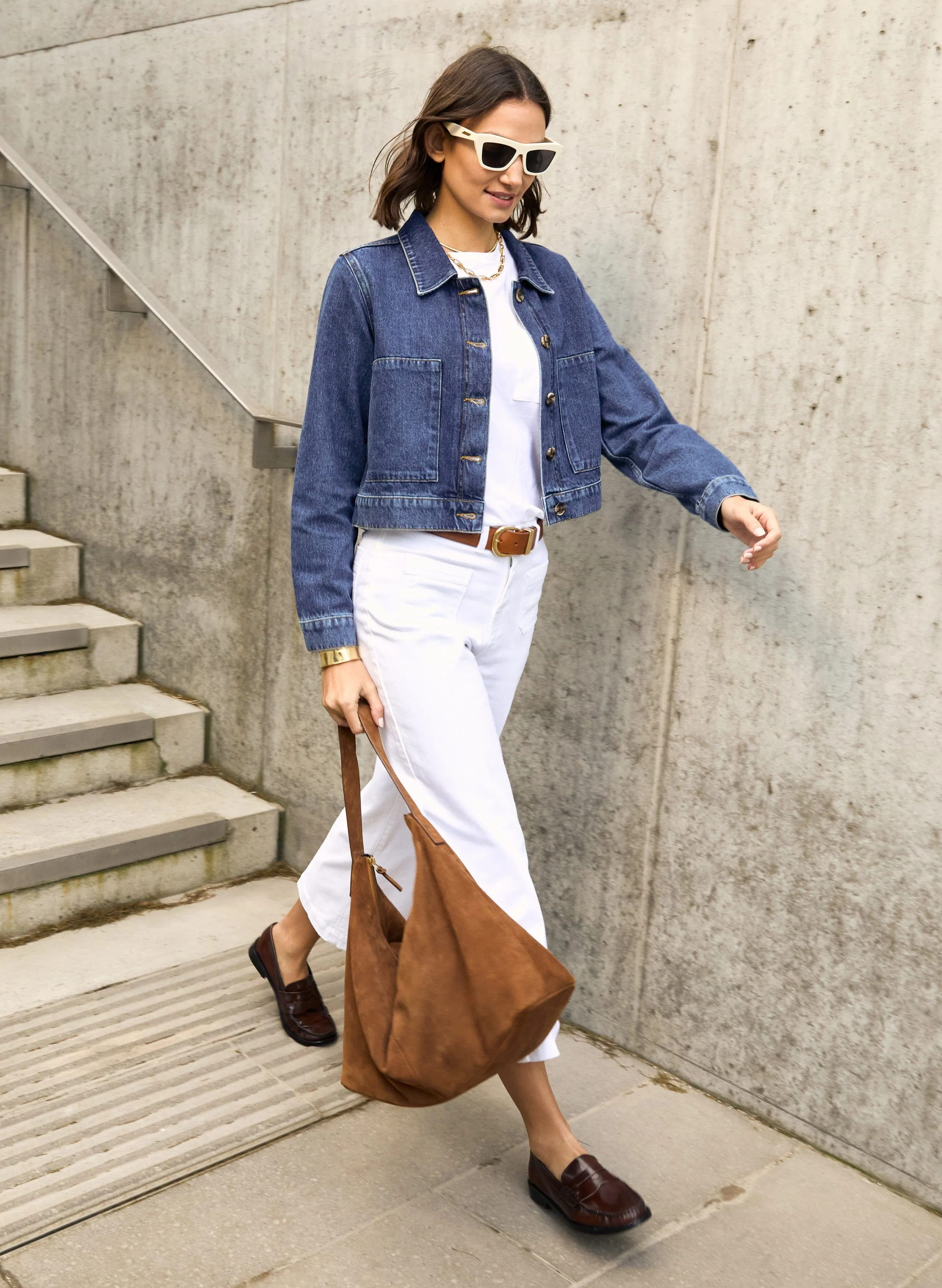 Kristi Organic?Cotton Cropped Denim Jacket | mid Wash Indigo