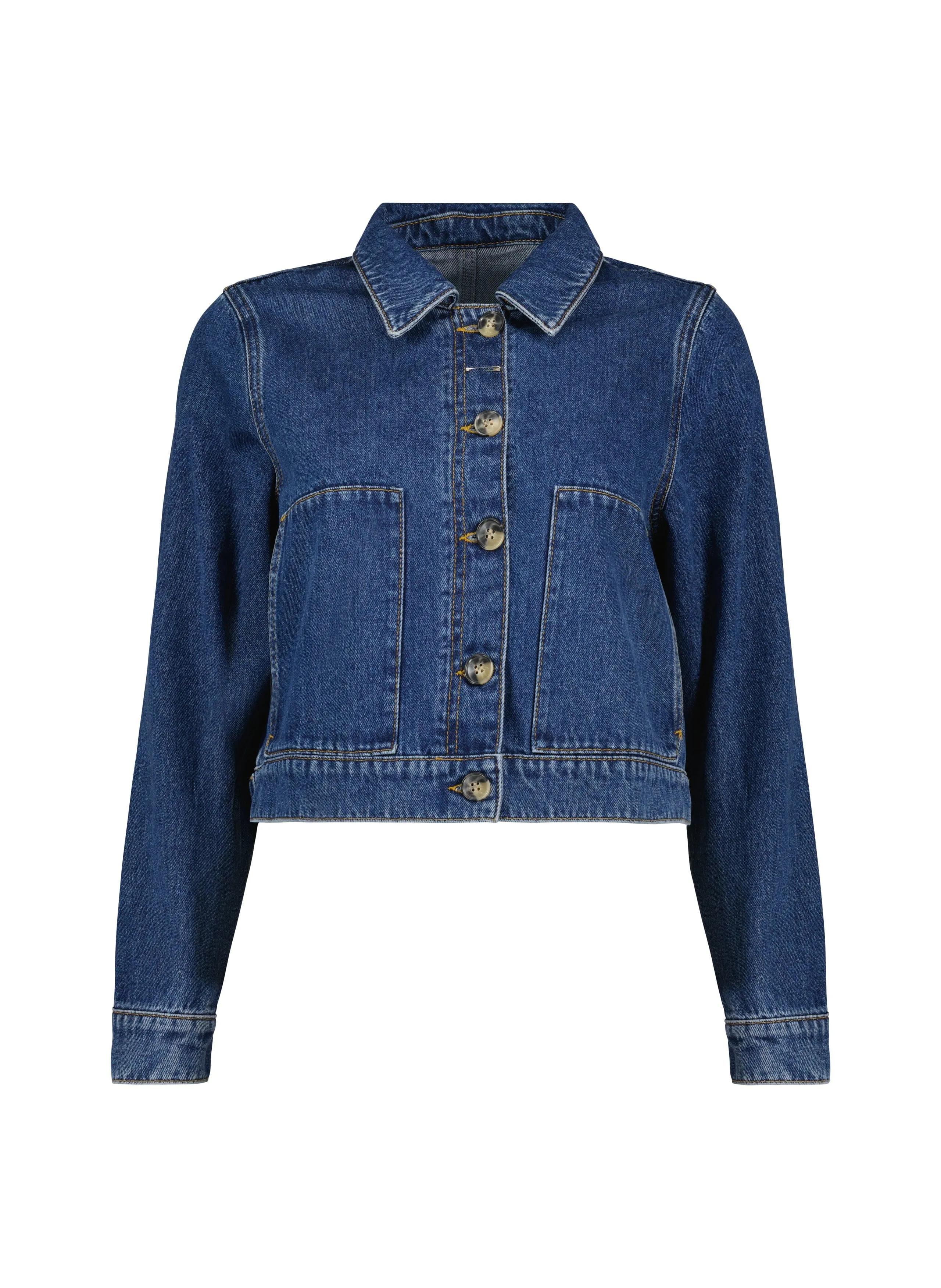 Kristi Organic?Cotton Cropped Denim Jacket | mid Wash Indigo