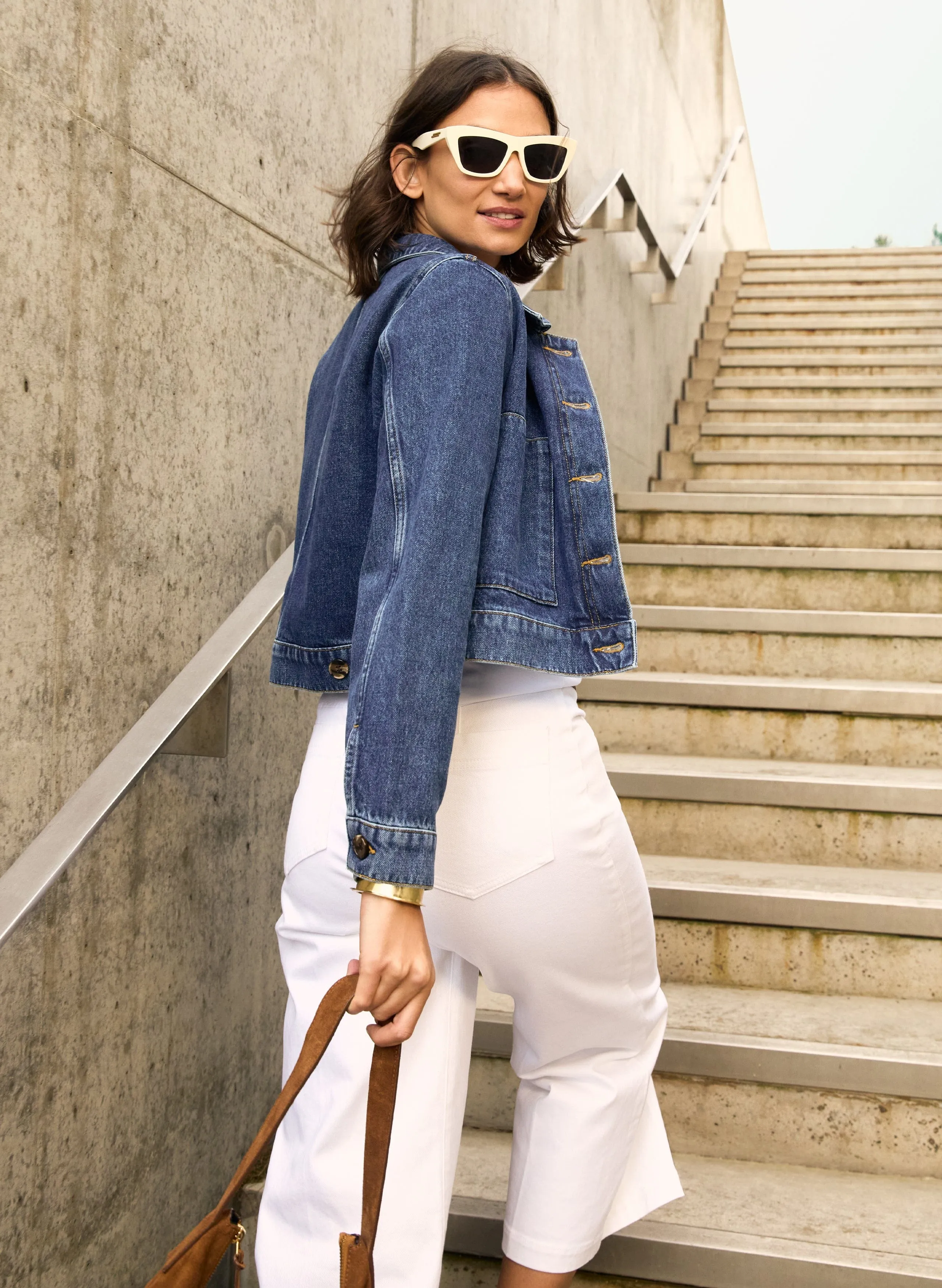 Kristi Organic?Cotton Cropped Denim Jacket | mid Wash Indigo