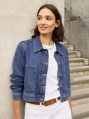 Kristi Organic?Cotton Cropped Denim Jacket | mid Wash Indigo