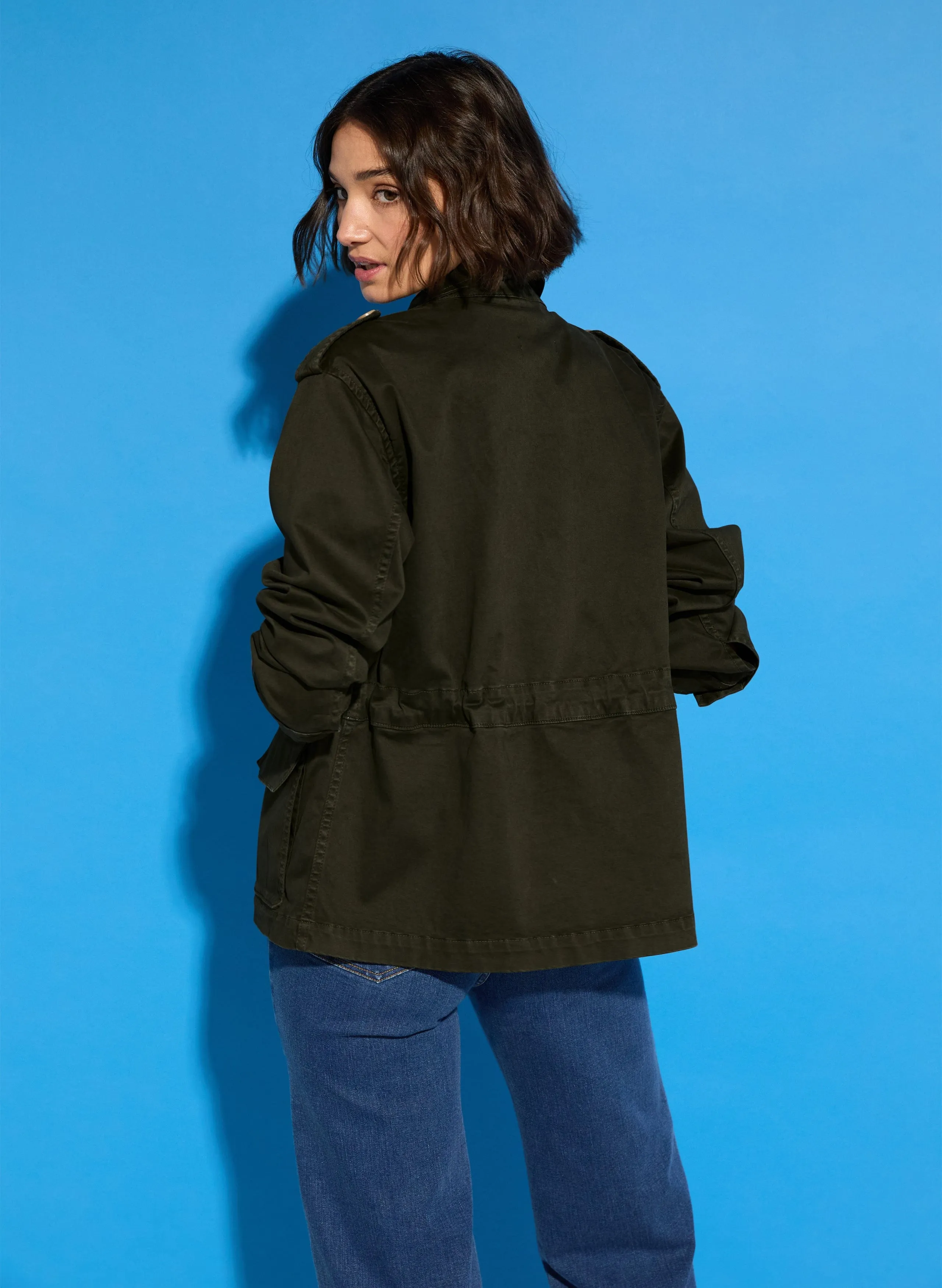 Mattie Organic?Cotton Cargo Jacket | Dark Olive