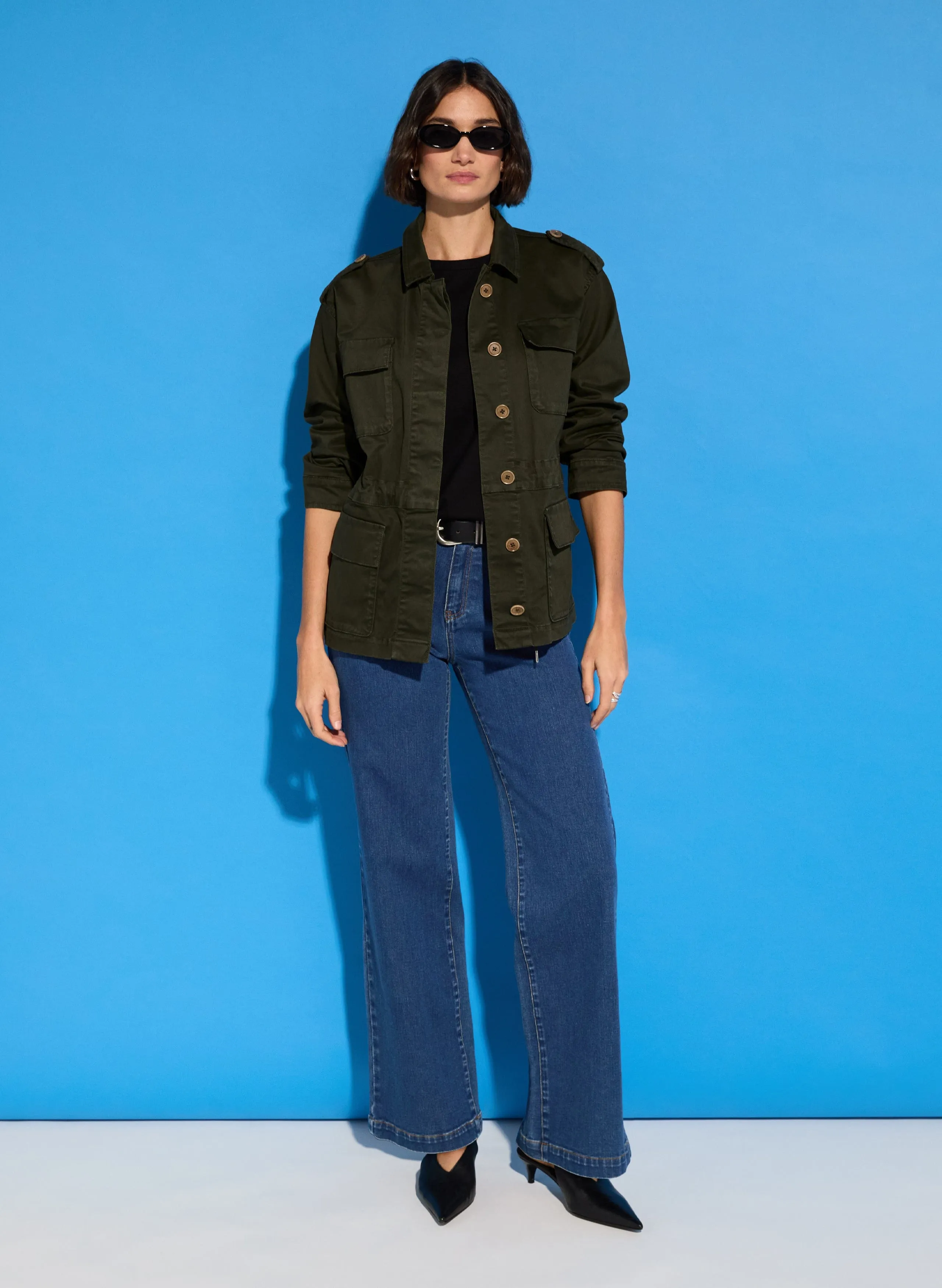 Mattie Organic?Cotton Cargo Jacket | Dark Olive