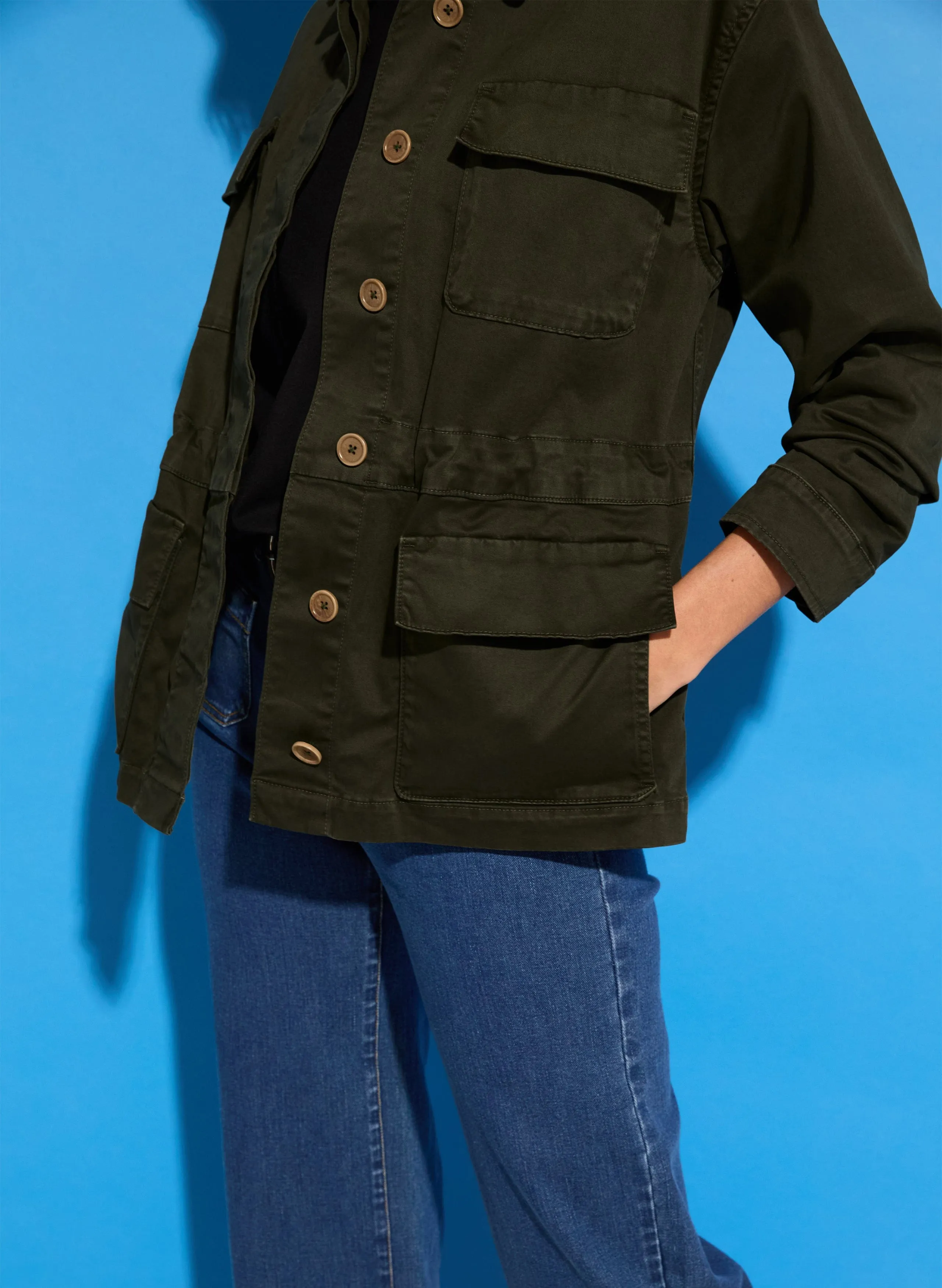 Mattie Organic?Cotton Cargo Jacket | Dark Olive