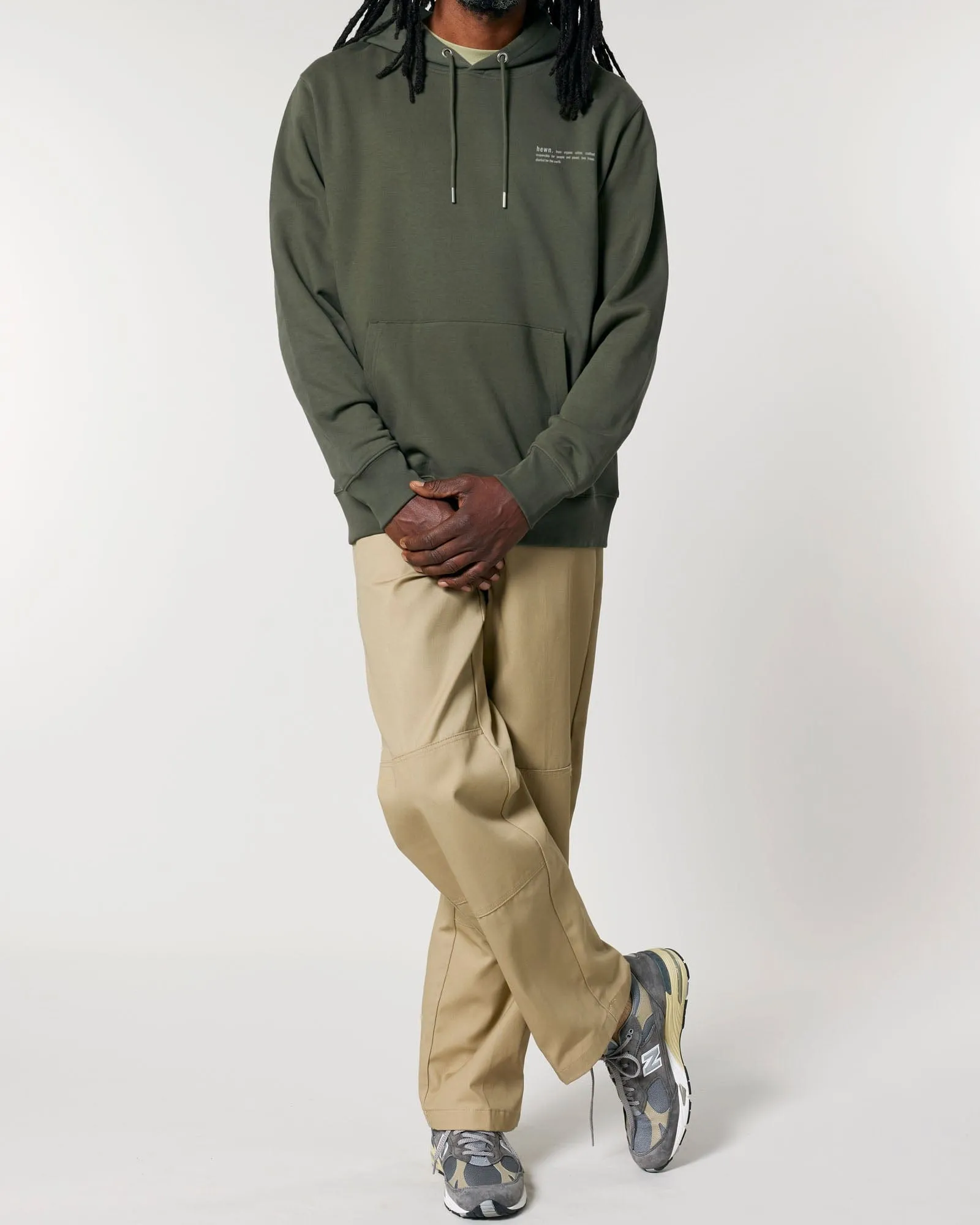 Men's Organic Cotton Relaxed Fit Hoodie | Pine Green Khaki