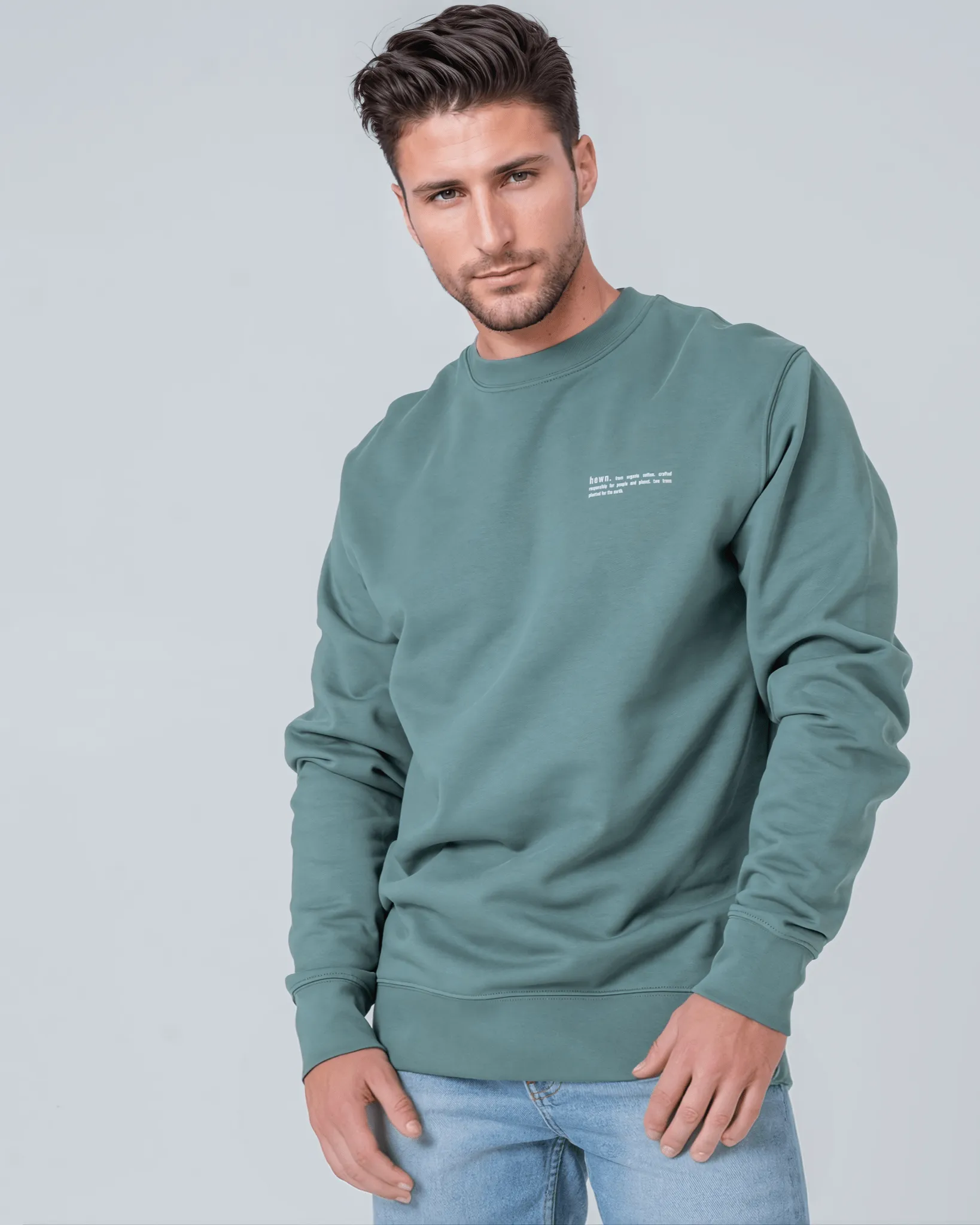 Men's Organic Cotton Relaxed Fit Sweatshirt | Eucalyptus Green