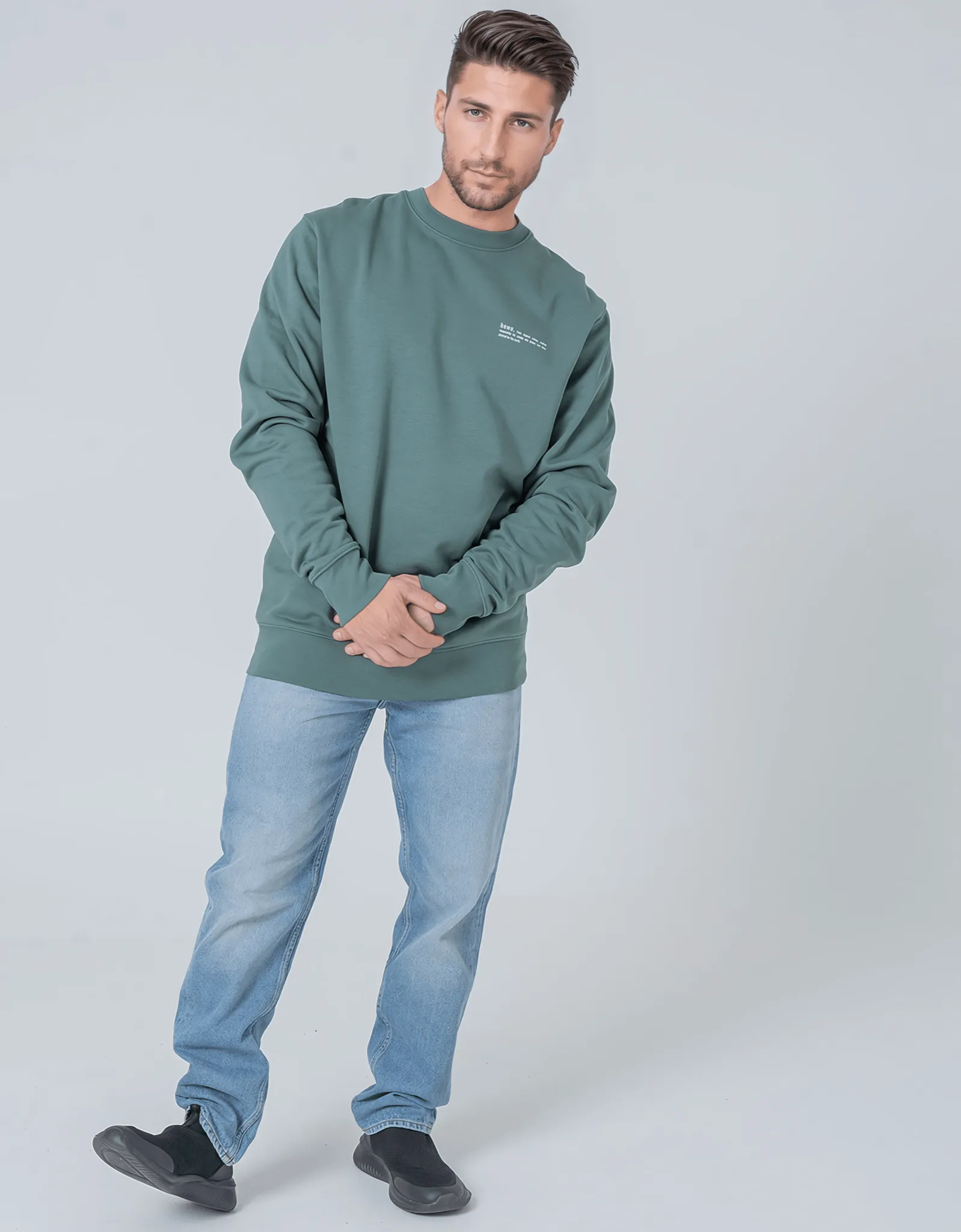 Men's Organic Cotton Relaxed Fit Sweatshirt | Eucalyptus Green