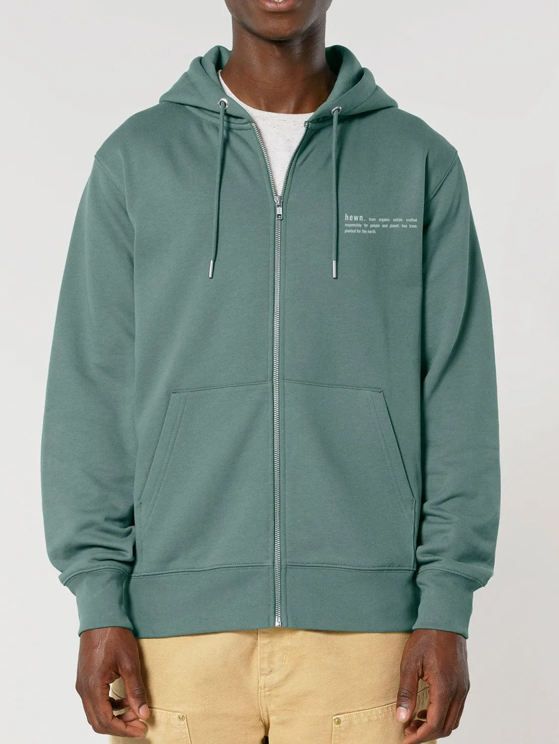Men's Organic Cotton Relaxed Fit Zip Hoodie | Eucalyptus Green