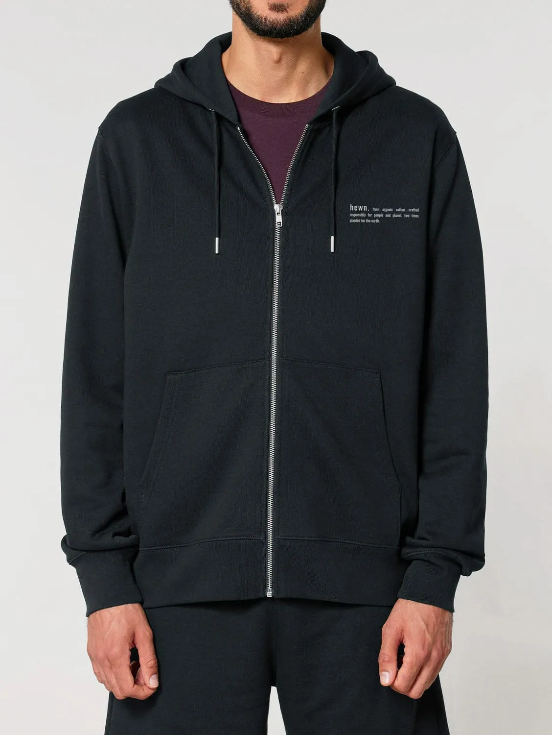 Men's Organic Cotton Relaxed Fit Zip Hoodie | Jet Black
