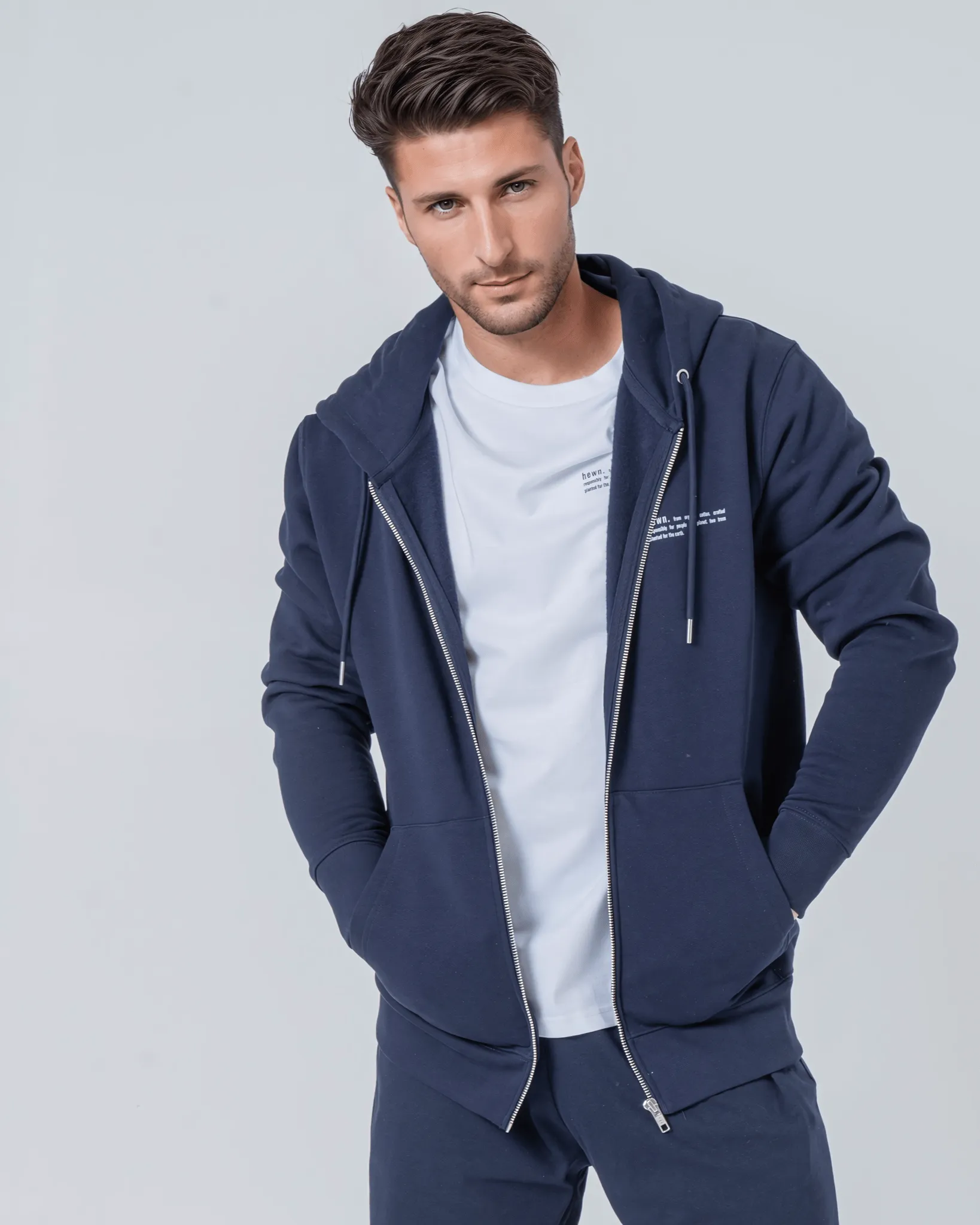 Men's Organic Cotton Relaxed Fit Zip Hoodie | Midnight Navy