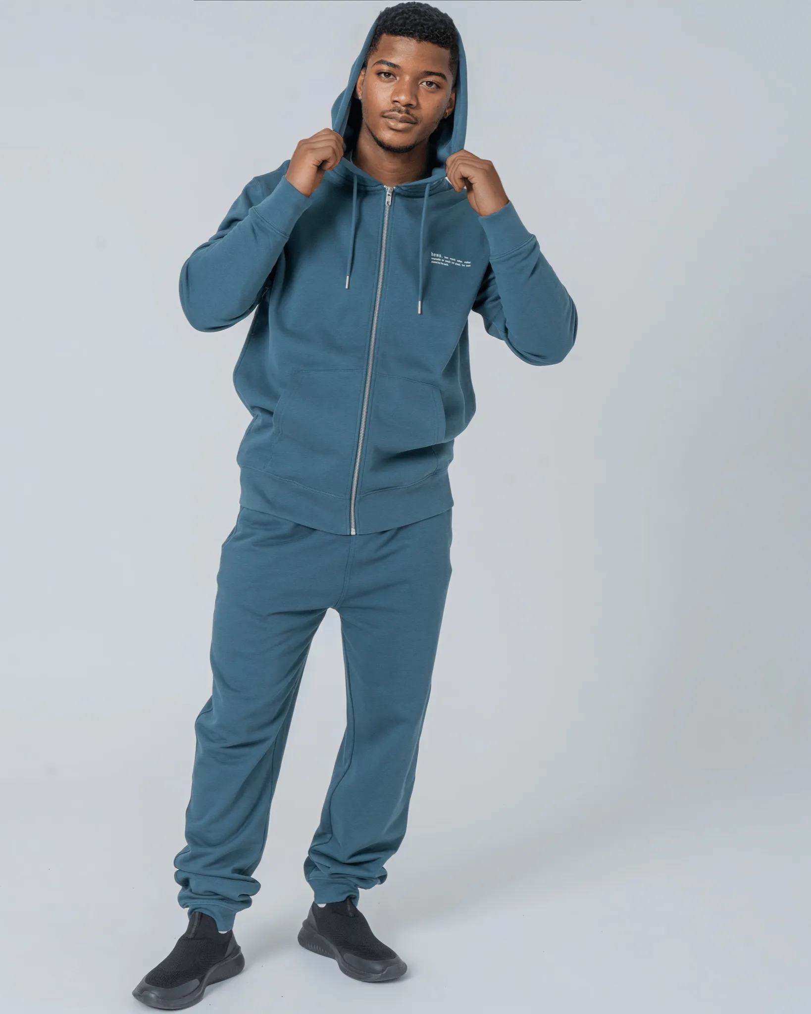 Men's Organic Cotton Relaxed Fit Zip Hoodie | Ocean Blue