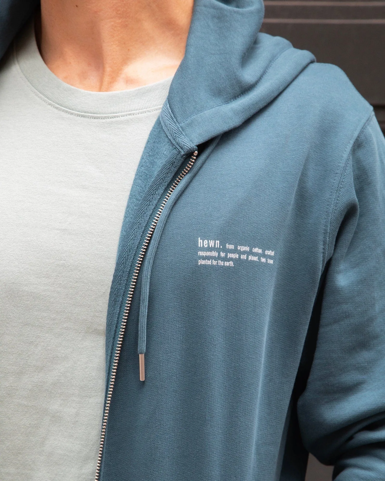 Men's Organic Cotton Relaxed Fit Zip Hoodie | Ocean Blue