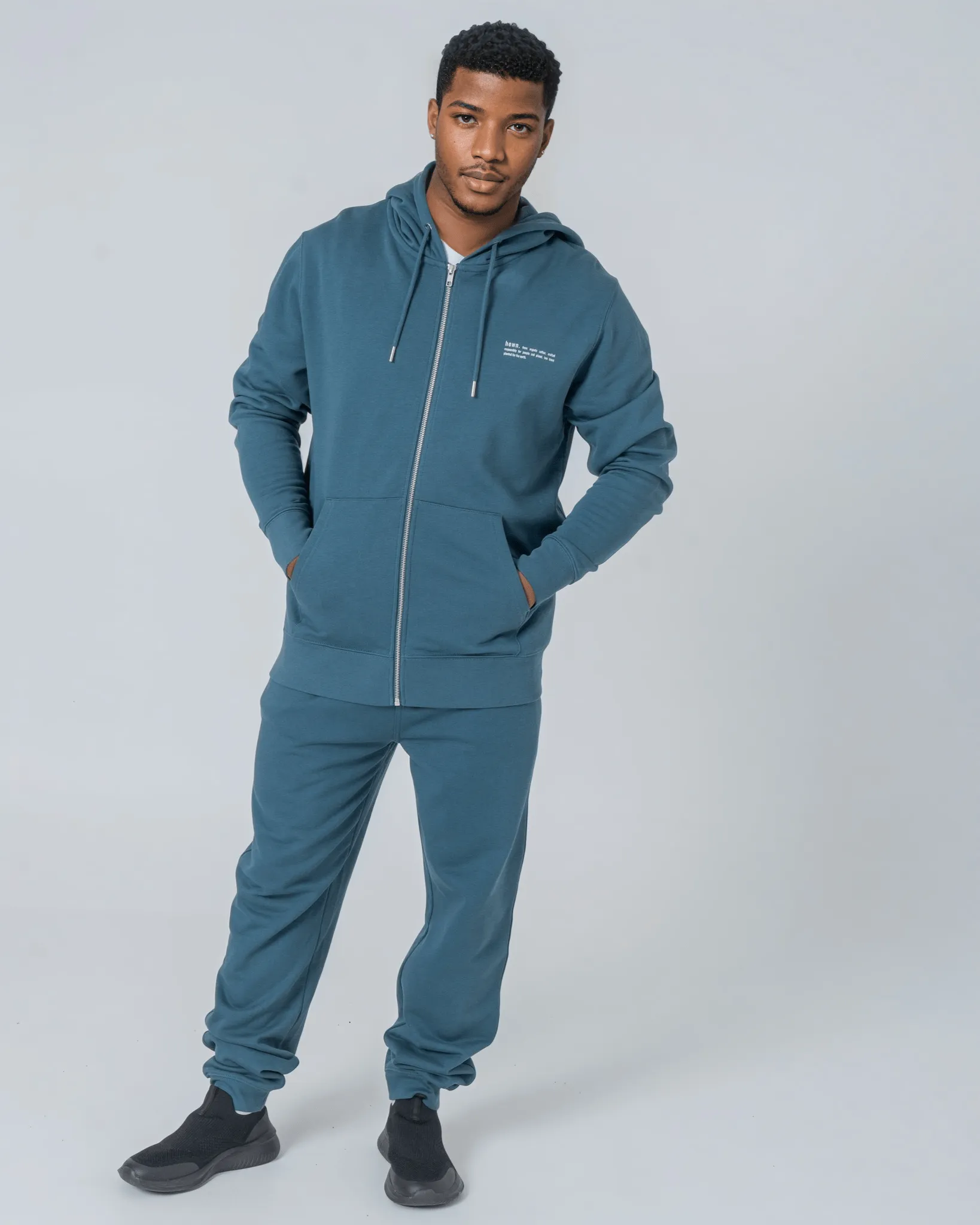 Men's Organic Cotton Relaxed Fit Zip Hoodie | Ocean Blue