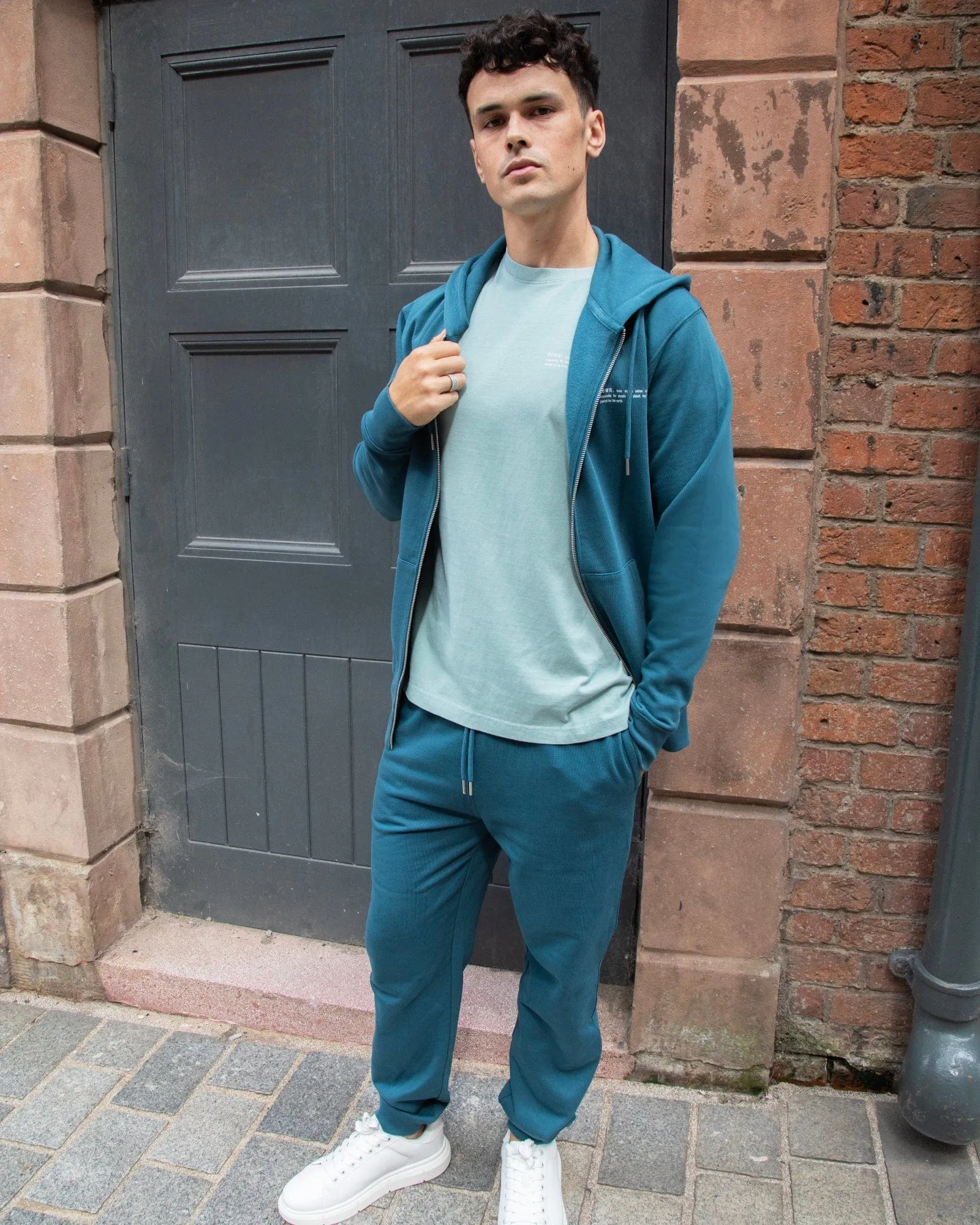 Men's Organic Cotton Relaxed Fit Zip Hoodie | Ocean Blue