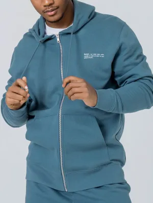 Men's Organic Cotton Relaxed Fit Zip Hoodie | Ocean Blue