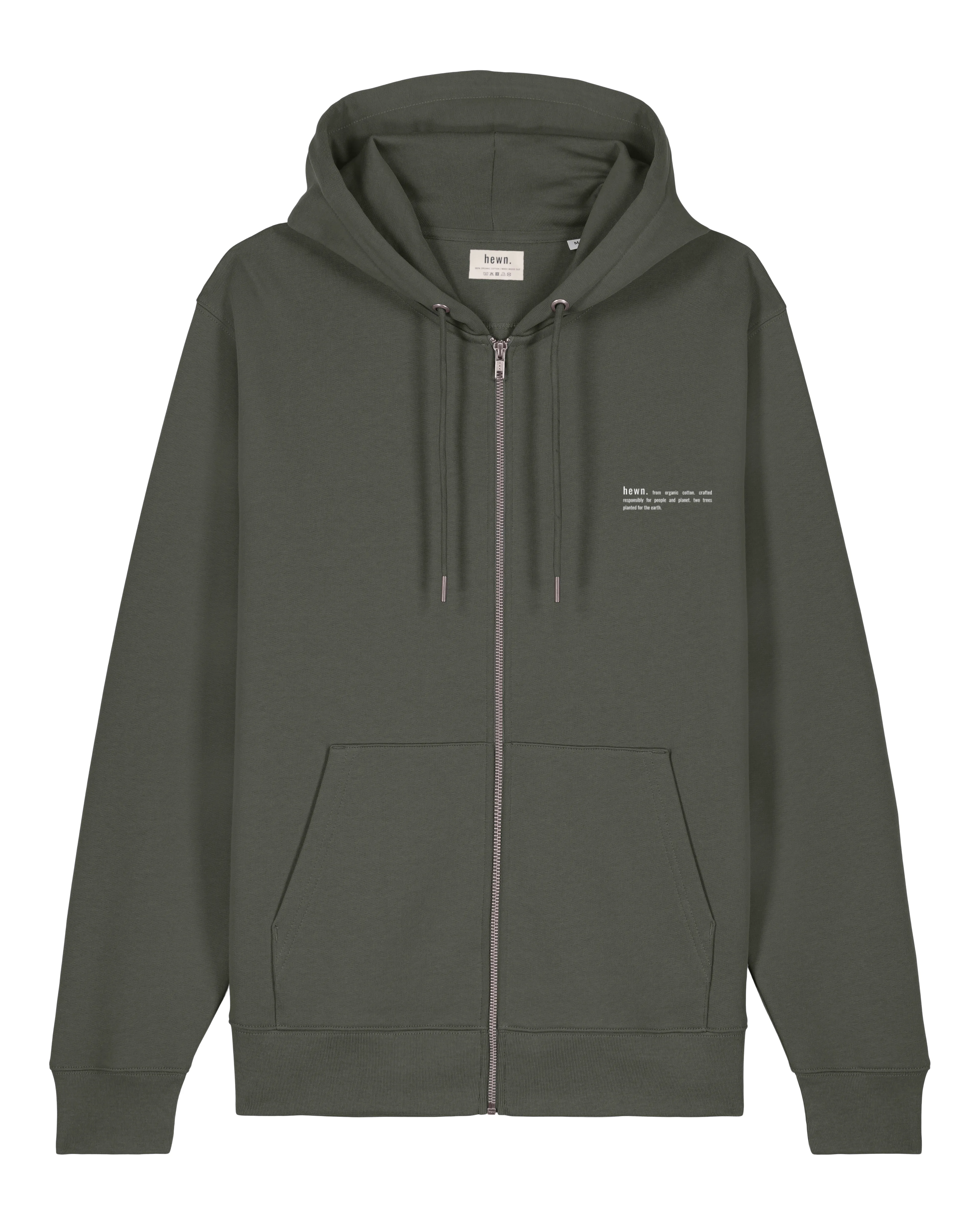 Men's Organic Cotton Relaxed Fit Zip Hoodie | Pine Green Khaki