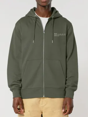 Men's Organic Cotton Relaxed Fit Zip Hoodie | Pine Green Khaki