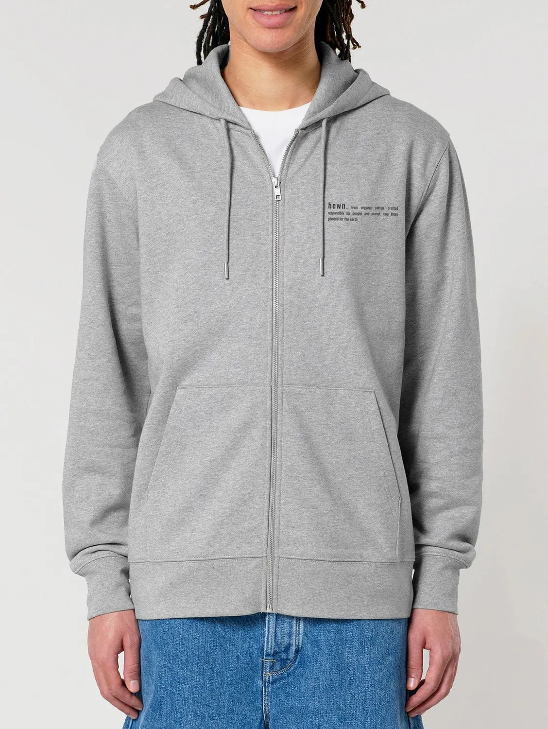 Men's Organic Cotton Relaxed Fit Zip Hoodie | Rock Grey Marl