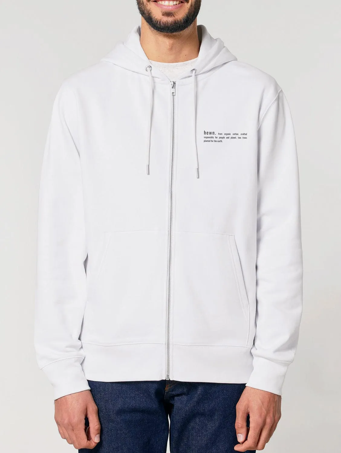 Men's Organic Cotton Relaxed Fit Zip Hoodie | Snow White
