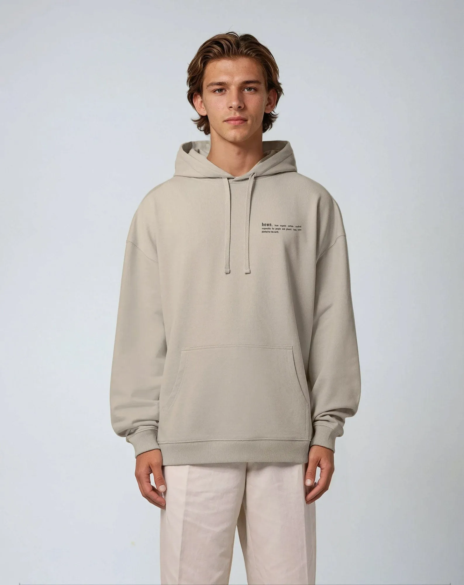Men's Organic Cotton Signature Oversized Hoodie | Limestone Grey