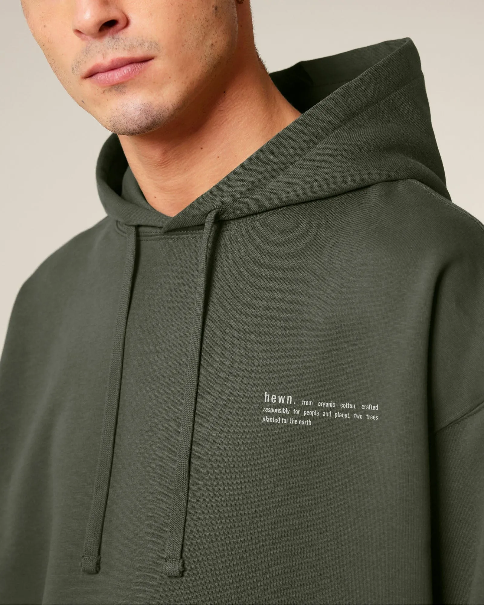 Men's Organic Cotton Signature Oversized Hoodie | Pine Green Khaki