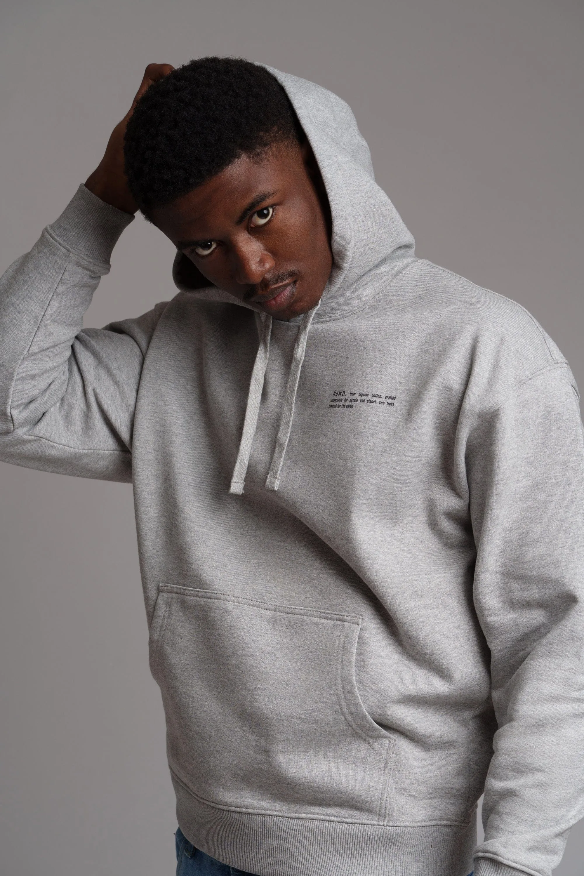 Men's Organic Cotton Signature Oversized Hoodie | Rock Grey Marl