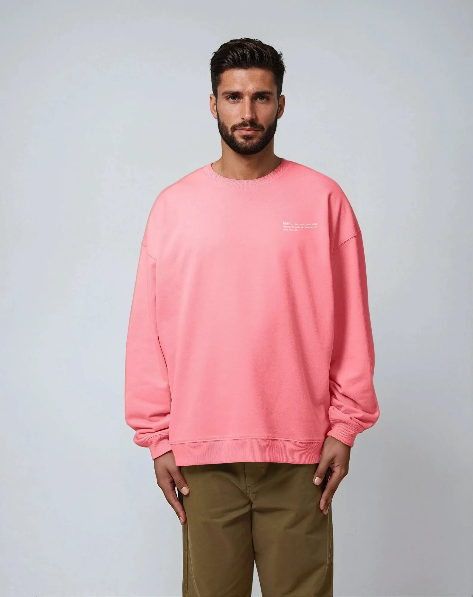Men's Organic Cotton Signature Oversized Sweatshirt | Flamingo Pink