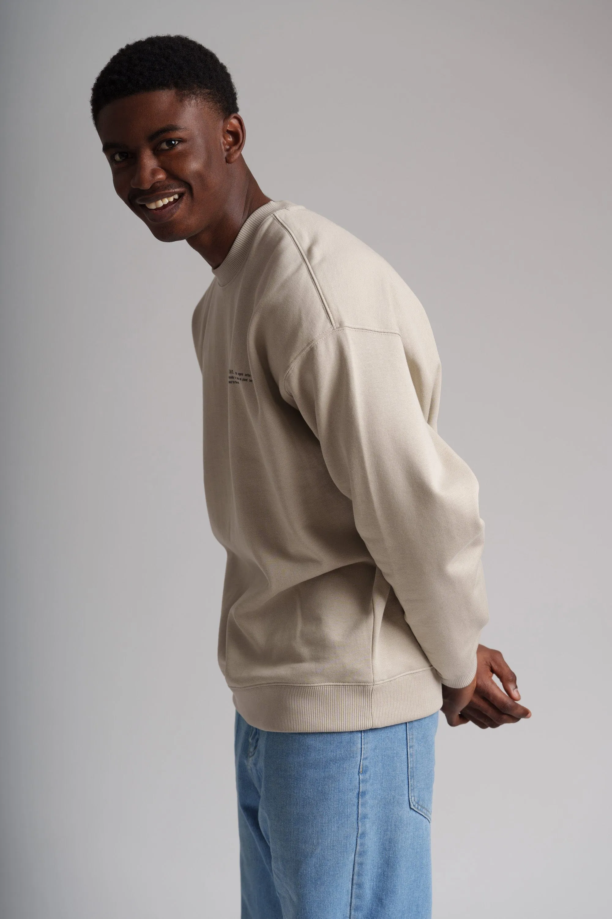 Men's Organic Cotton Signature Oversized Sweatshirt | Limestone Grey