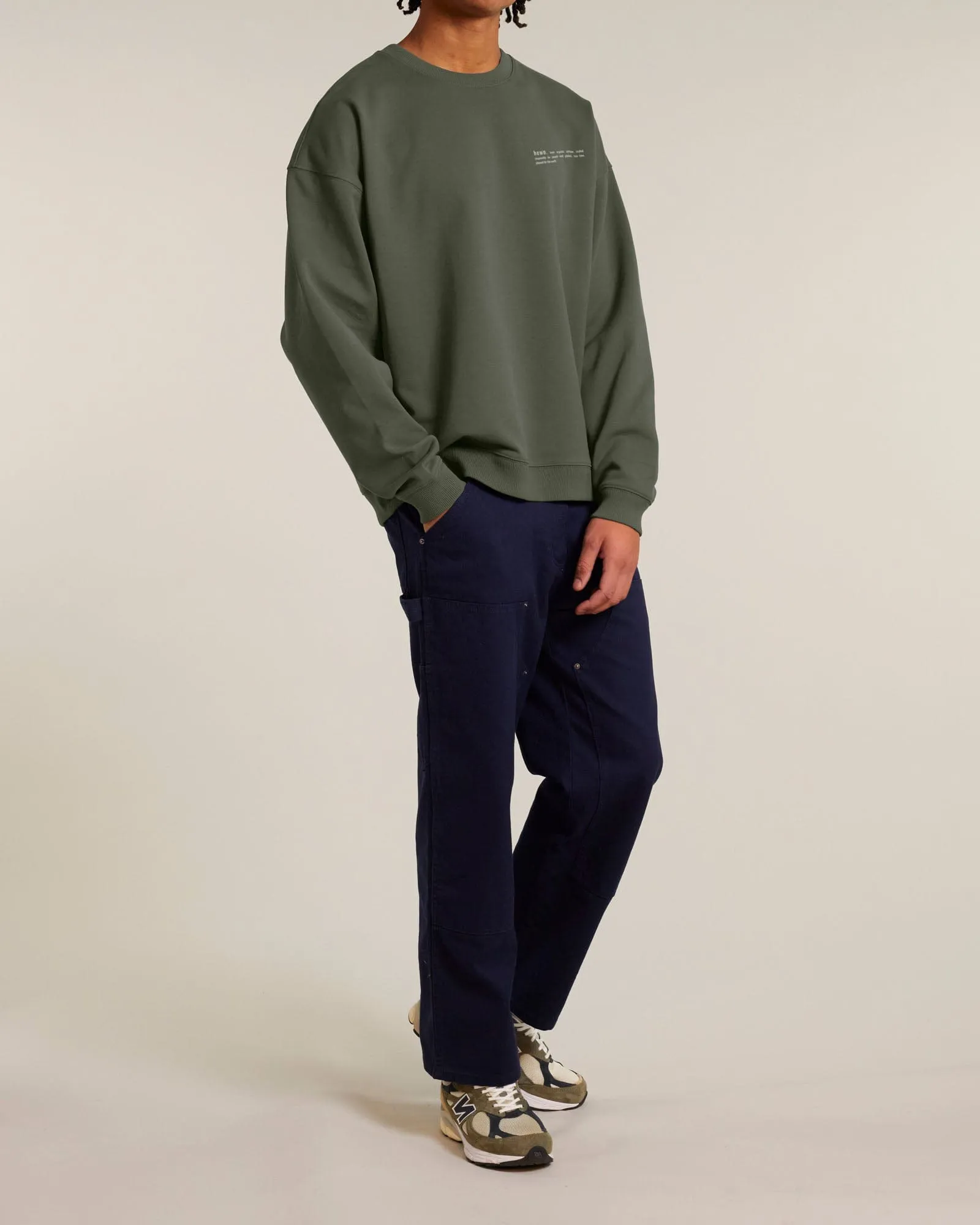 Men's Organic Cotton Signature Oversized Sweatshirt | Pine Green Khaki