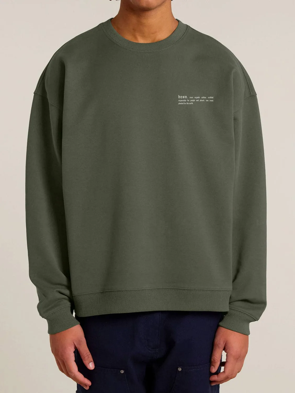Men's Organic Cotton Signature Oversized Sweatshirt | Pine Green Khaki