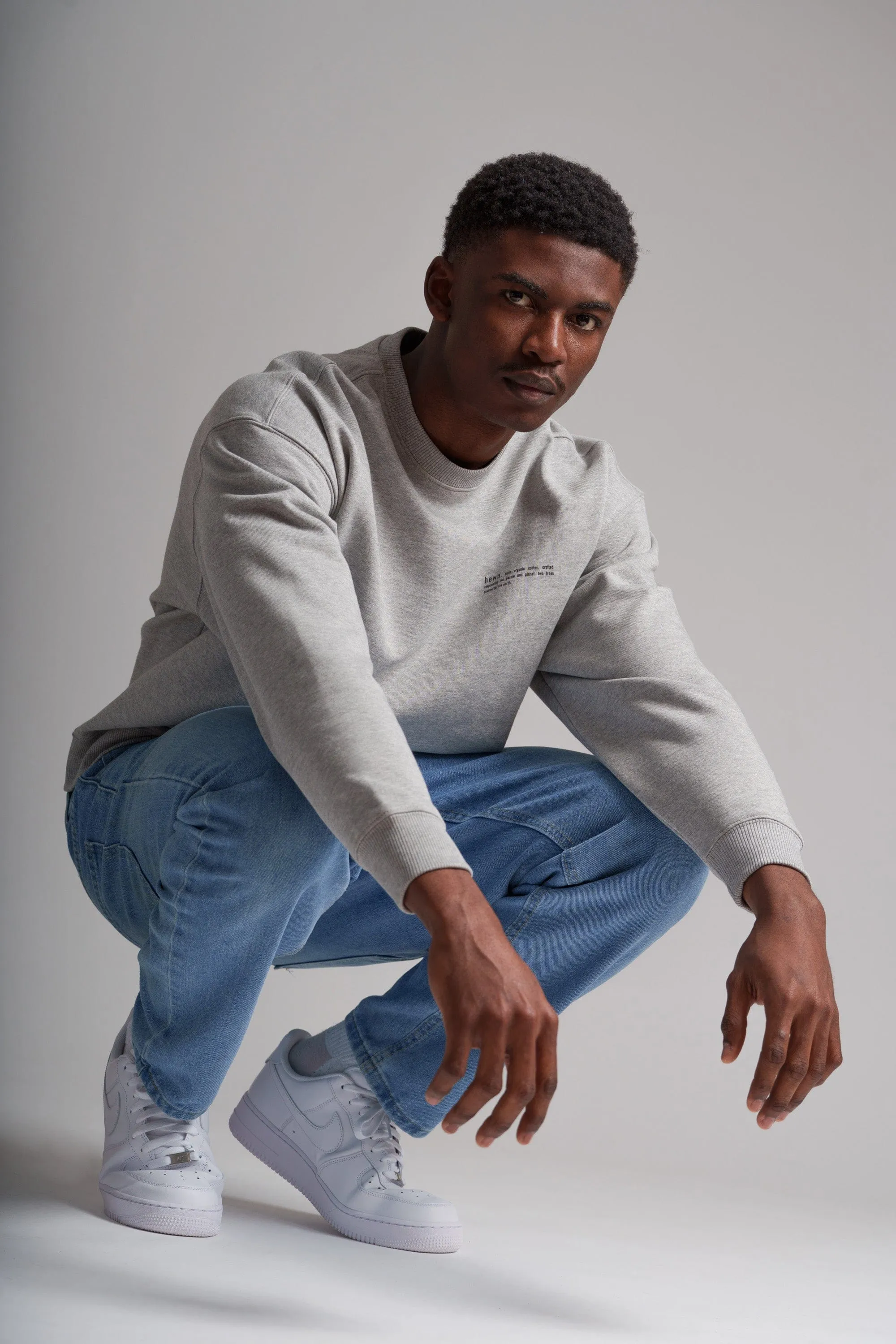 Men's Organic Cotton Signature Oversized Sweatshirt | Rock Grey Marl