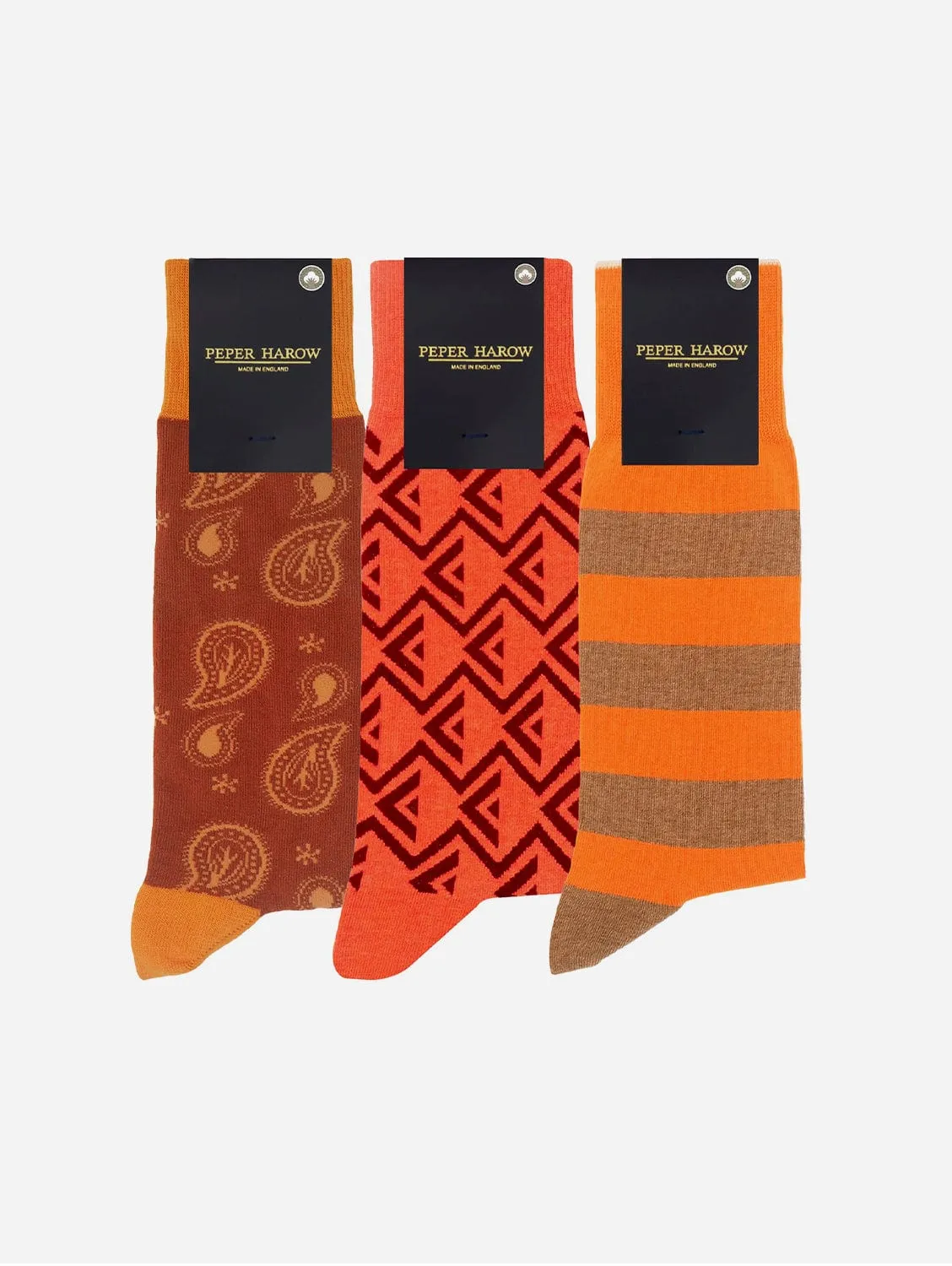 Men??s Organic Cotton Sock Bundle | Orange Multi