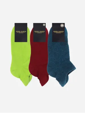 Men??s Organic Cotton Sport Trainer Sock 3 Pack | Neon, Burgundy, Navy