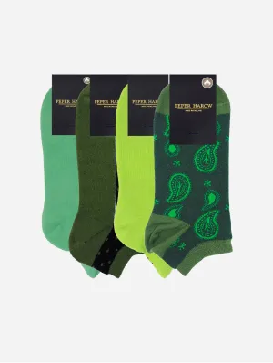 Men??s Organic Cotton Trainer Socks Bundle | Green Multi