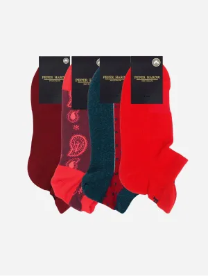 Men??s Organic Cotton Trainer Socks Bundle | Red Multi
