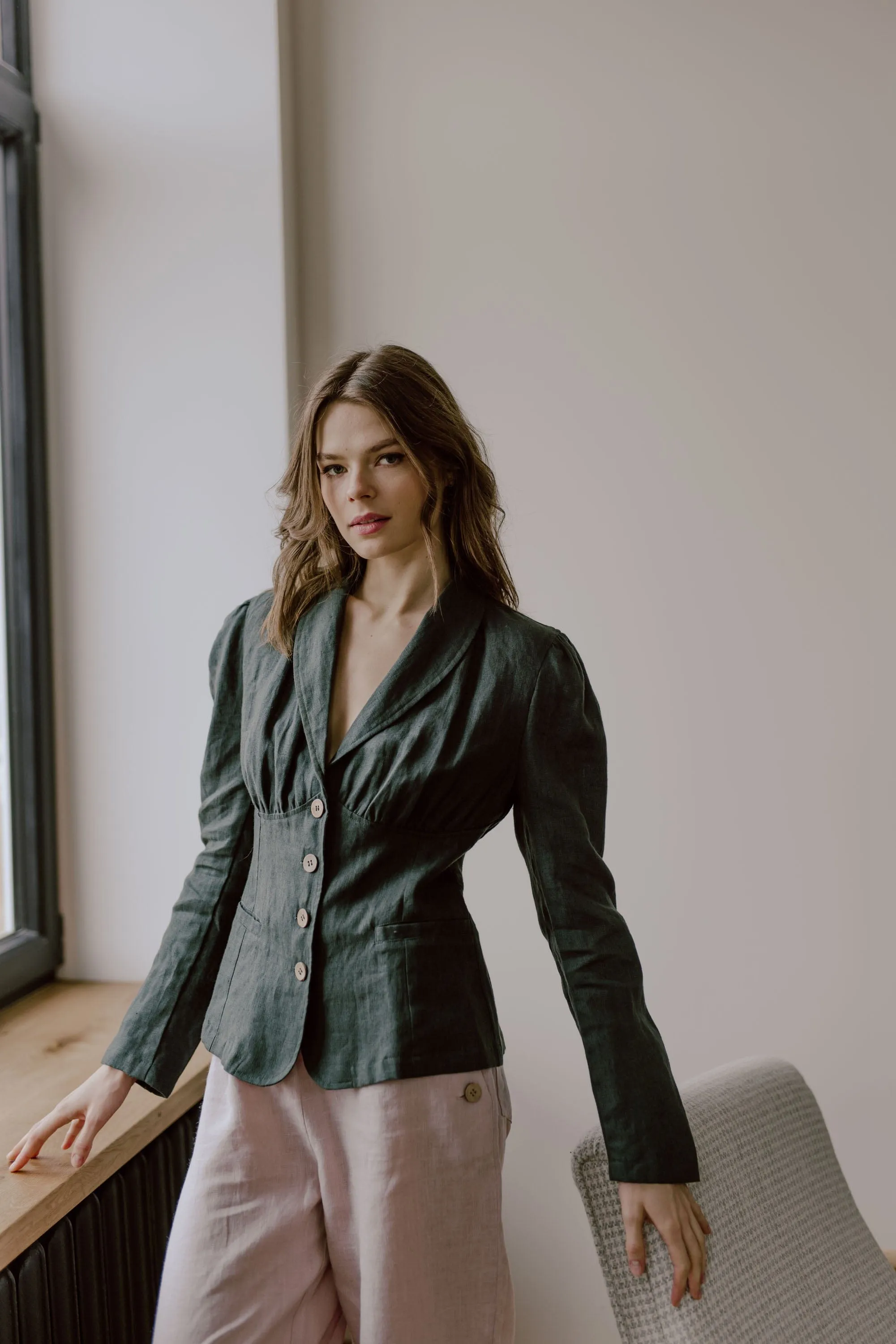 Neringa Women's Linen Blazer | Multiple Colours