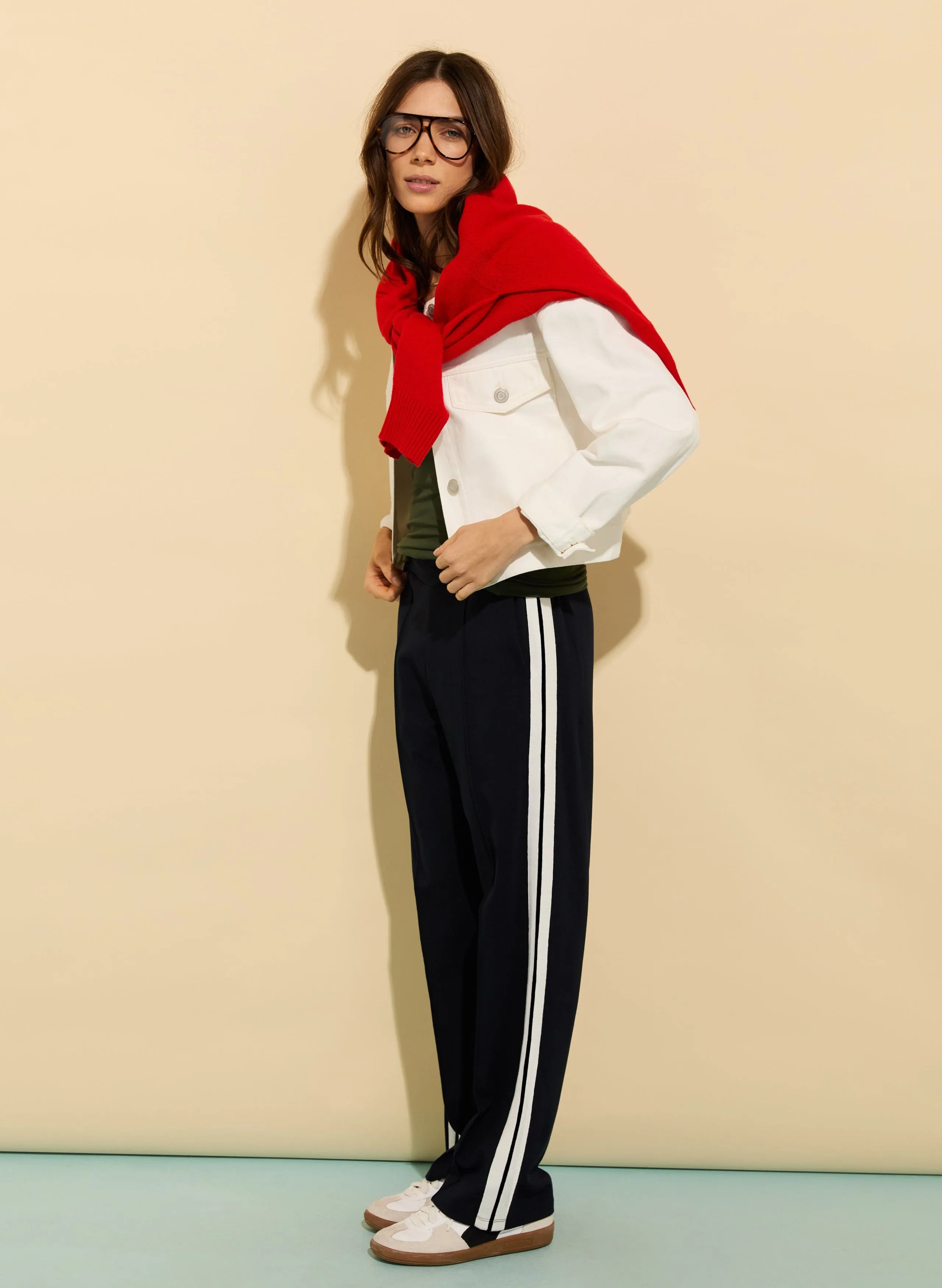 Nova Organic?Cotton Collarless Denim Jacket | Soft White